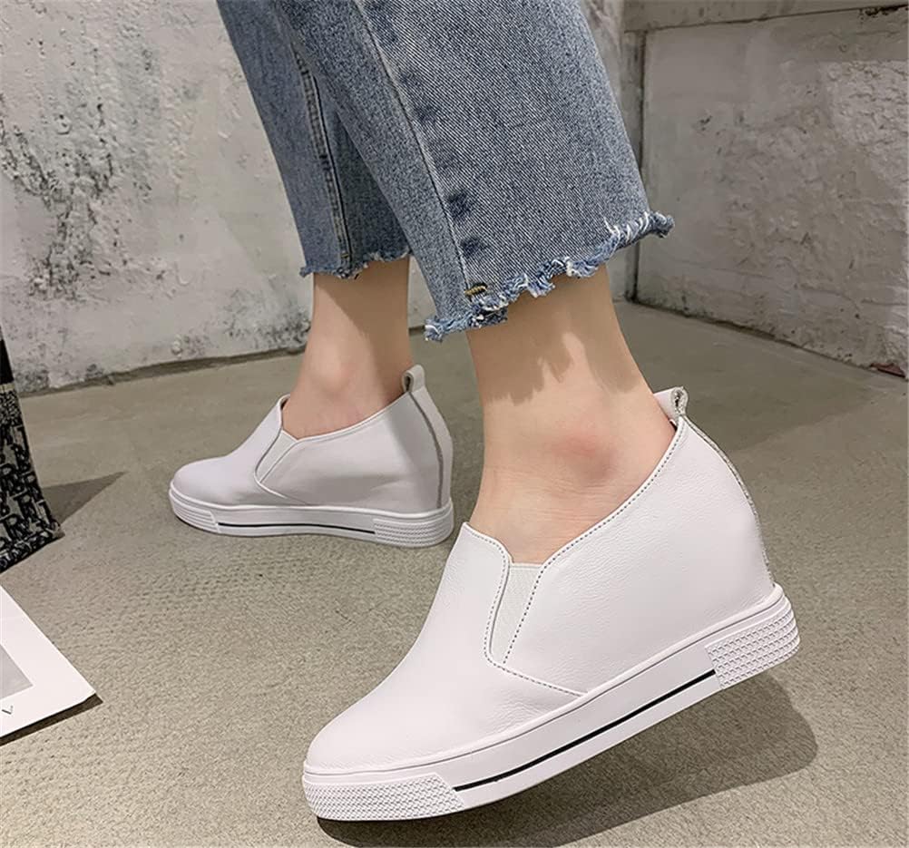 SATUKI Hidden Wedge Sneakers for Women Slip on Fashion High Heel Shoes Casual Platform Loafers