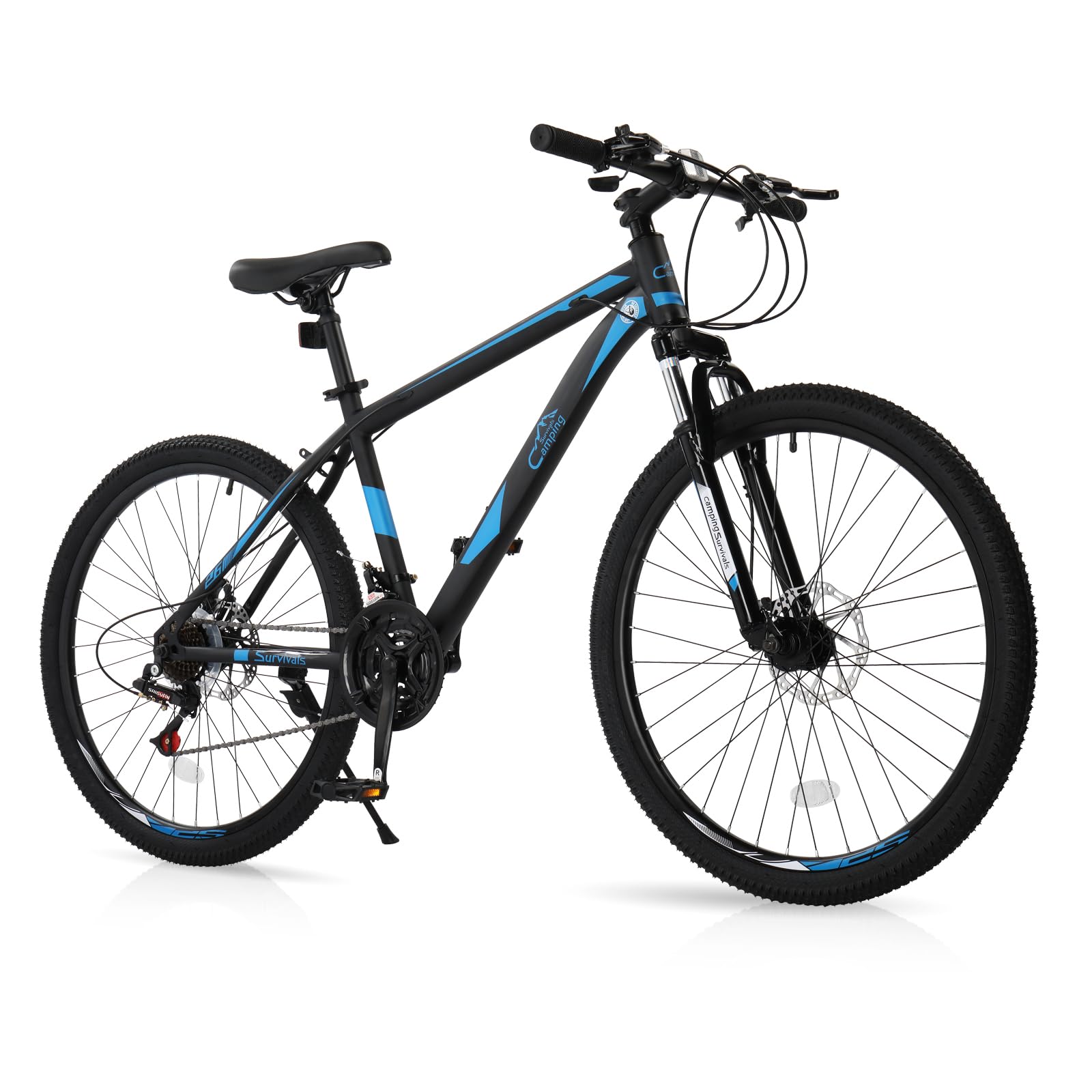 Ktaxon Mountain Bike 24/26/27.5 Inch Men & Women Mountain Bike with 21-Speed Adult Bikes, Double Disc Brake, Suspension Fork and High Carbon Steel Frame