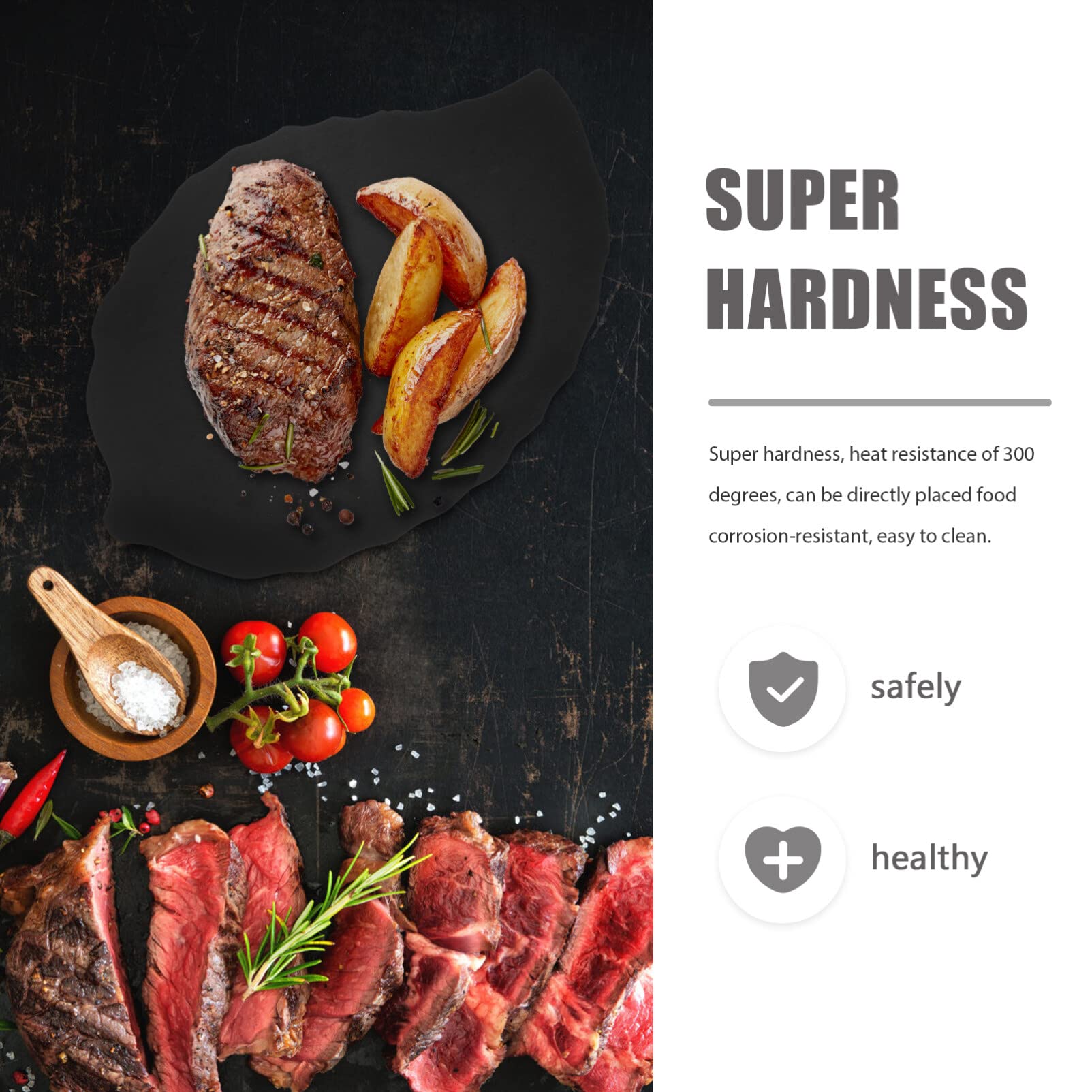 Happyyami Plato De Pizarra Forma De Plato Multifuncional Para Servir Steak y Postres Para Restaurantes y Hogares Material Ecológico y Ligero