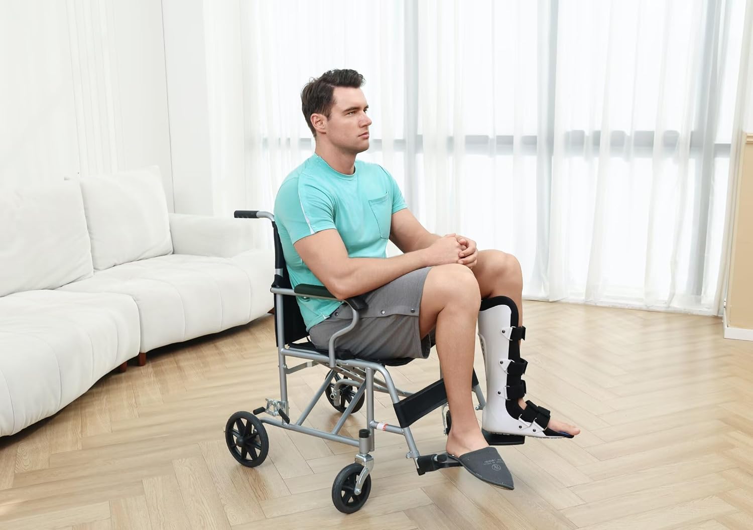 Landofgenie Mens Tear Away Shorts Post Surgery Recovery Pants Adaptive Clothing Both Sides Snap with Pockets for Leg Injures - Image 3