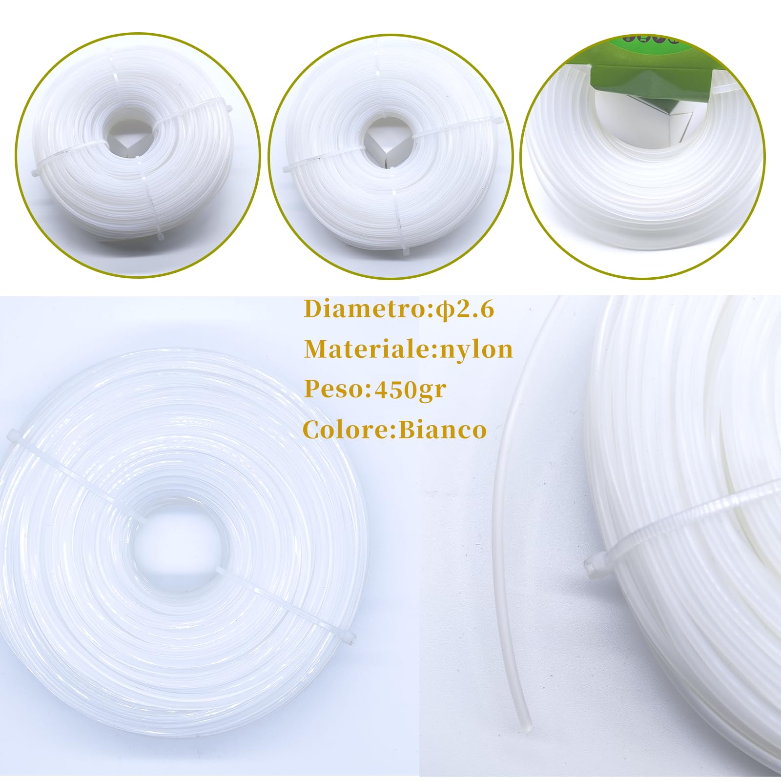 Filo Decespugliatore Professionale 2,7 Mm - 64 Metri, 500 G - Nero/Quadrato - Per Taglio Efficiente Di Erba E Rovi - Foto 3