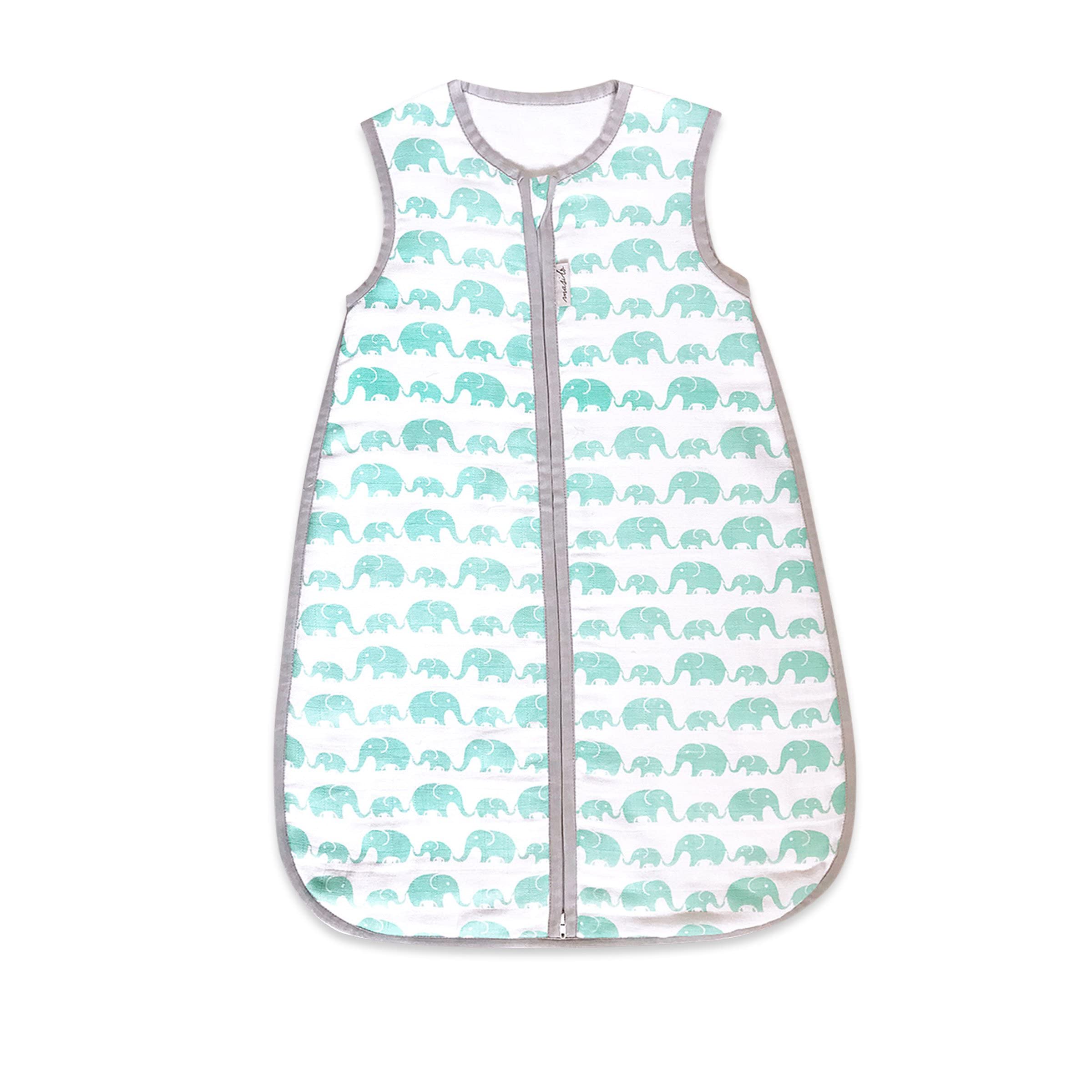 MasiloElephant Parade Organic Muslin Sleeping Bag, Green