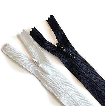 Invisible Nylon Coil Zipper Set - Black and White - 10PCS Each - 10-Inch and 20-Inch Lengths IZNC10-20BW