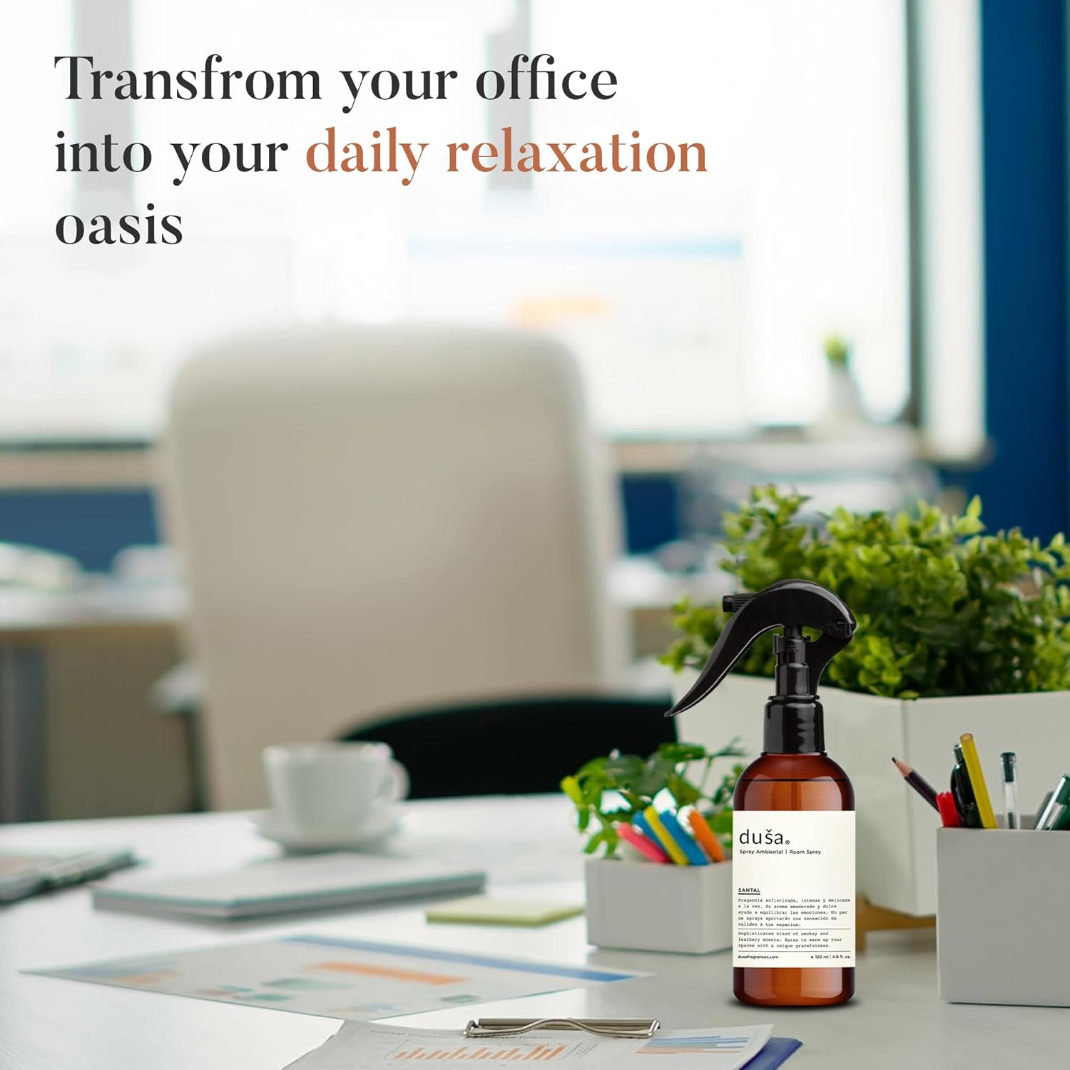 Dusa Santal Room Spray - 4 fl oz - Natural Air Freshener & Linen Mist for Home - Ultimate Home Fragrance, Bed Room Essentials & Soothing Fabric - Eco-Friendly Odor Eliminator w/Aromatherapy - Image 6