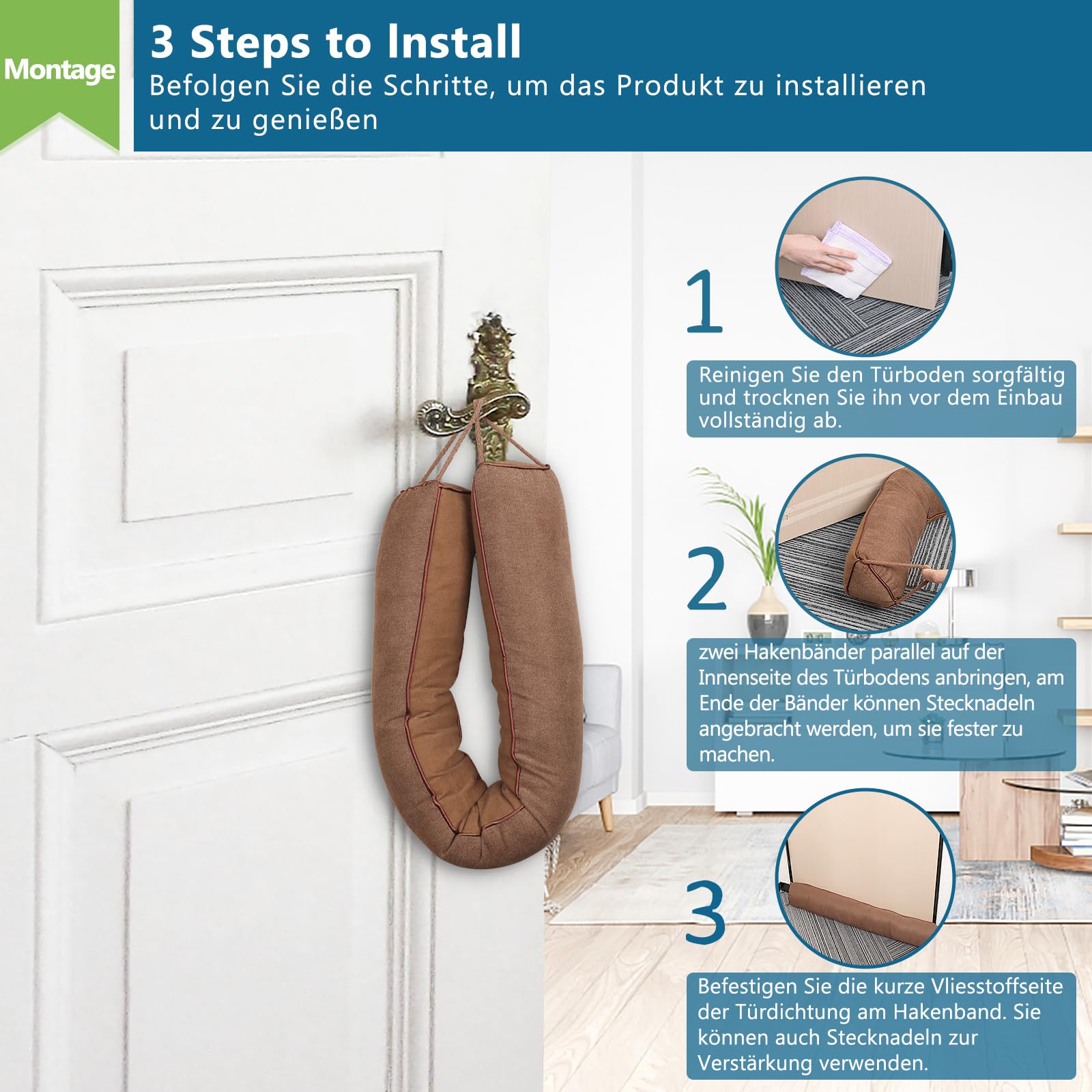 HooTown Burlete para puertas, 102 cm de burlete resistente para puerta, Burlete para puerta, Burlete para viento, Burlete para puerta para protección, Burlete para puerta, Burlete para puerta