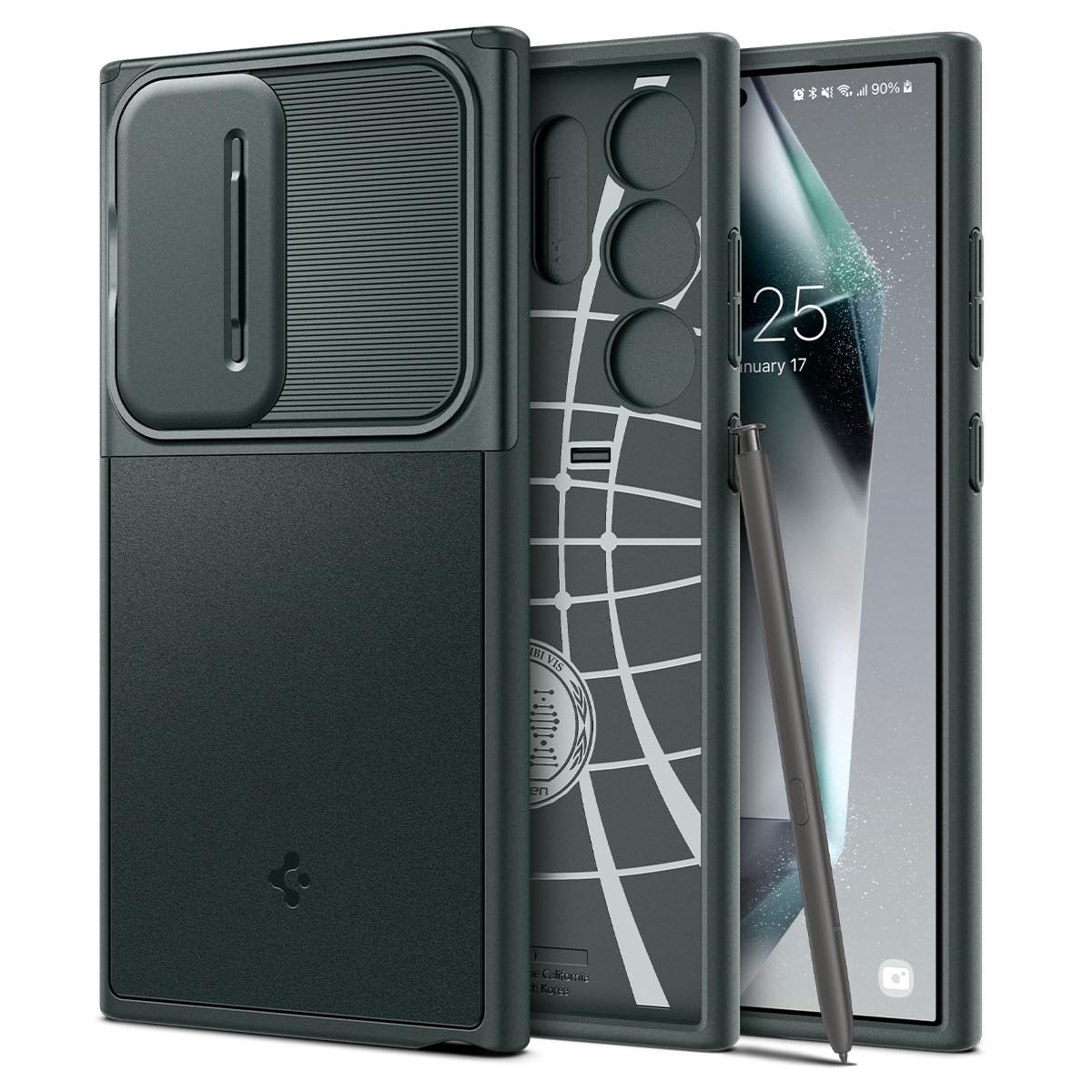 Spigen Optik Armor Designed for Galaxy S24 Ultra Case (2024) [Military-Grade Protection] - Abyss Green