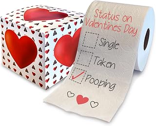 Printed TP Status Pooping Printed Toilet Paper Gag Gift - Funny Toilet Paper Roll for Valentines, Bathroom Decor, Romantic Novelty Valentines Day Gift for Him or Her - 500 Sheets