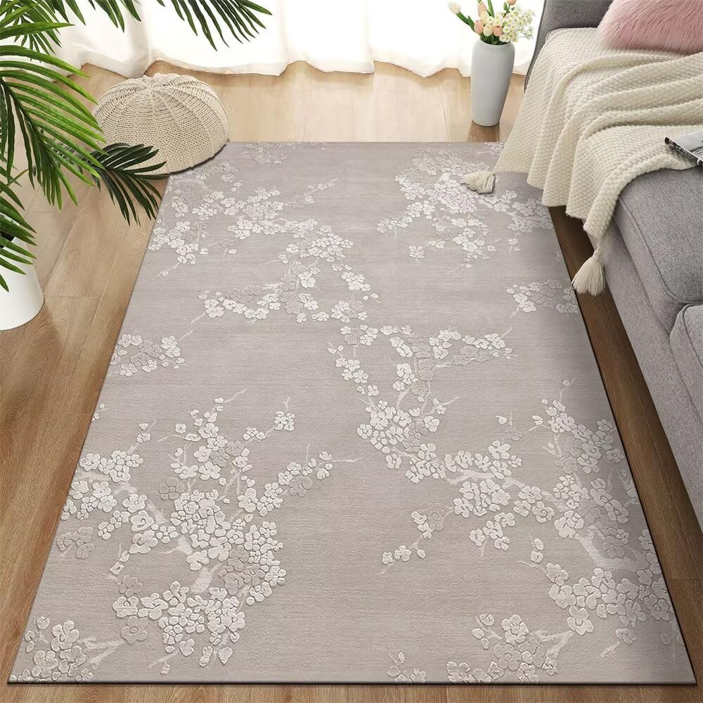 Tapis de salon gris 120x160 moderne aux finitions soignées