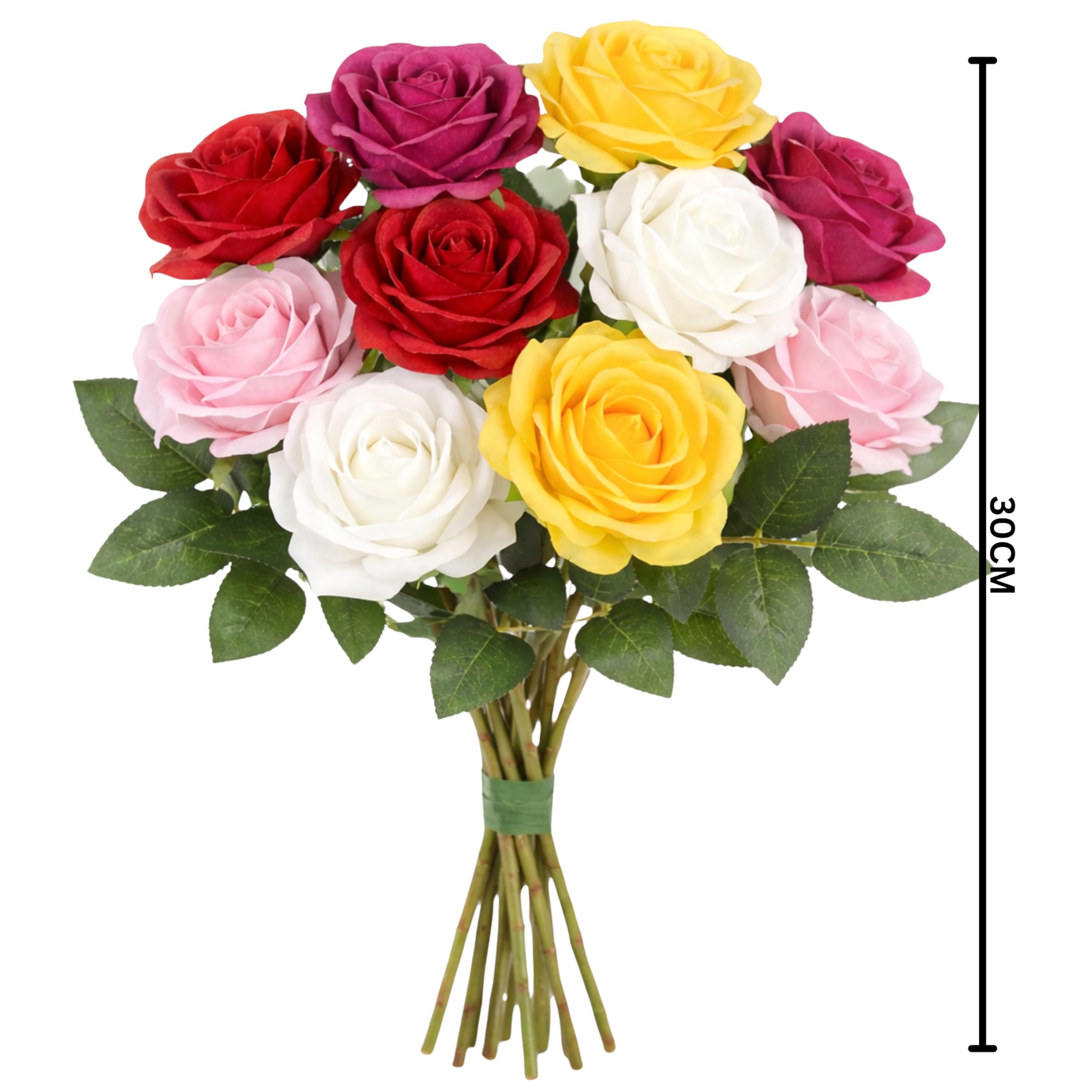Dekorly Artificial Silk Rose Bouquet - 10 Long Stem Flowers -3 Dekorly Artificial Silk Rose Bouquet - 10 Long Stem Flowers -3