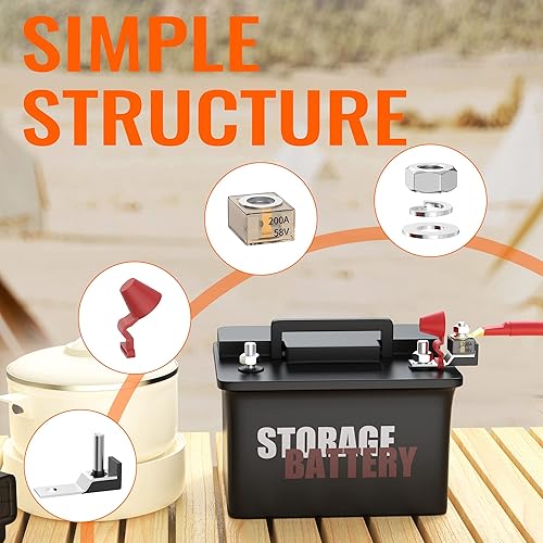 Miniatura 8 de Joinfworld Kit de bloque de fusibles de montaje en terminal de 200 A, 300 A, 58 V, con un solo perno de 5/16 pulgadas (M8), fusible de batería de