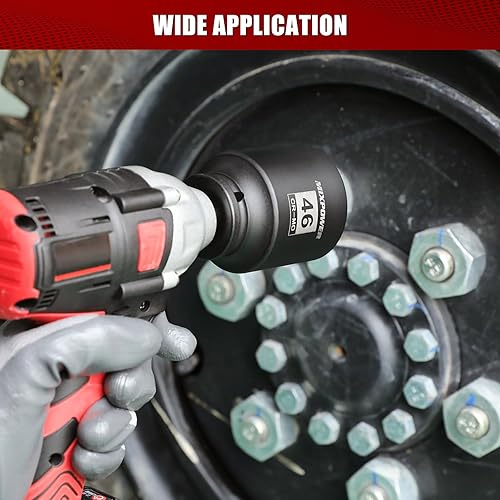 Miniatura 156 de MIXPOWER Enchufe de impacto profundo de 1/2", CR-MO, 1.417 in, métrico, 6 puntos, tuerca de eje de grado de impacto para una fácil extracción