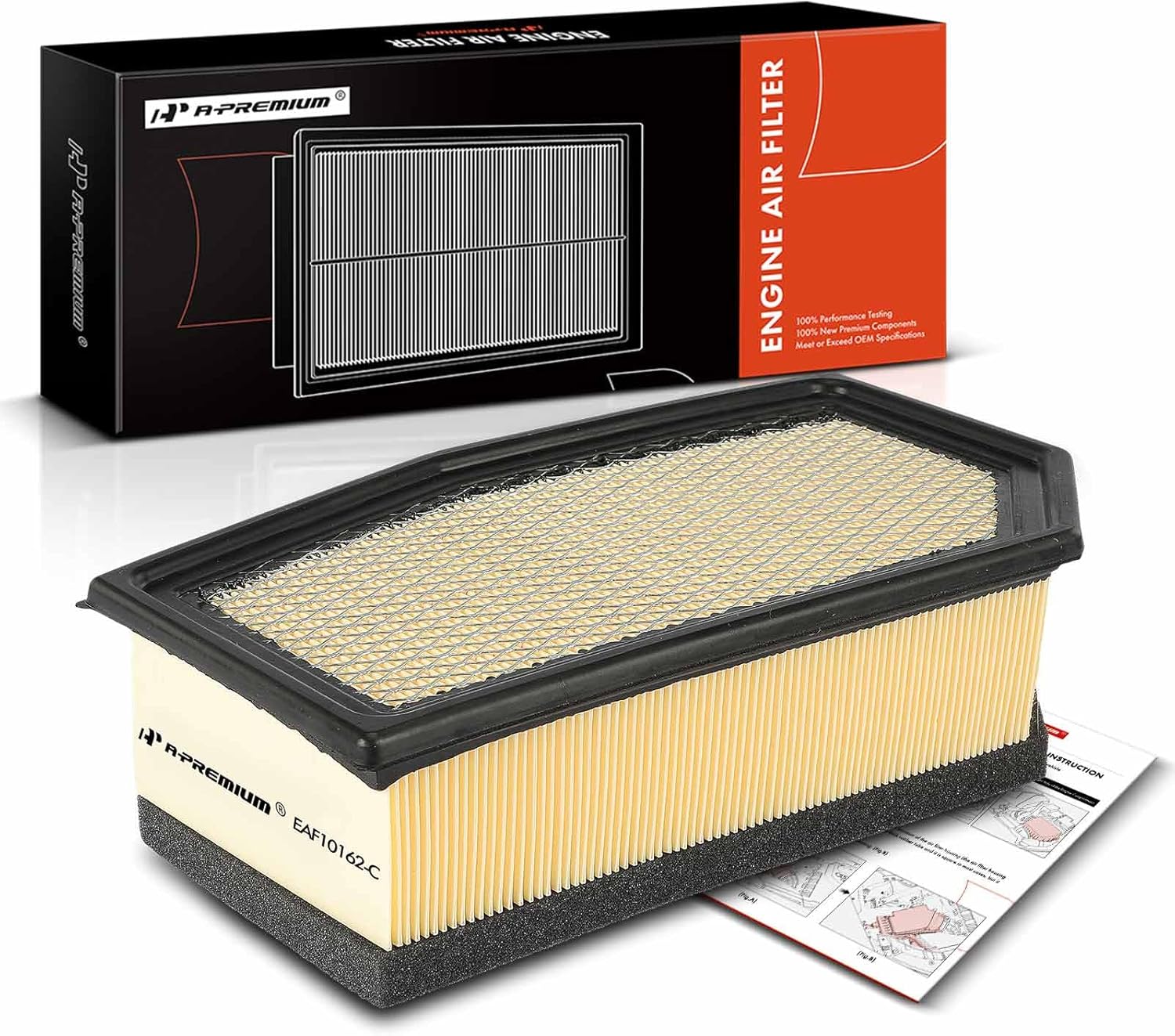 A-Premium Front Engine Air Filter Compatible with Ford E-350 Club Wagon 2004-2005, E-350 Super Duty 2004-2010, E-450 Super Duty 2004-2010, 6.0L, Replace# 6C2Z9601AA, 4C2Z9601AA