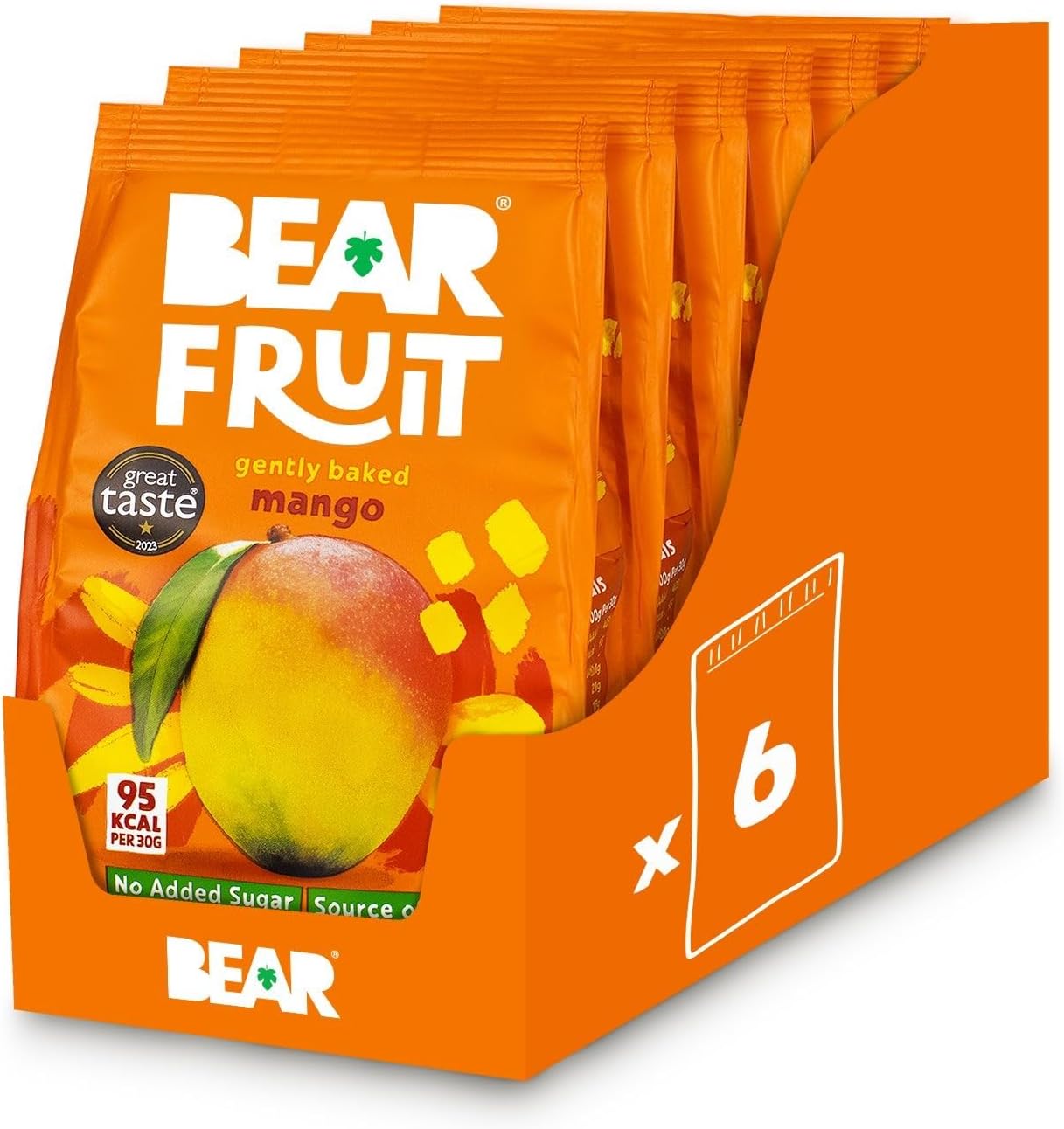 BEAR Fruit Mango - Sharing Pack - Gently Baked Fruit - Healthy - Vegan - 6 x 100g
