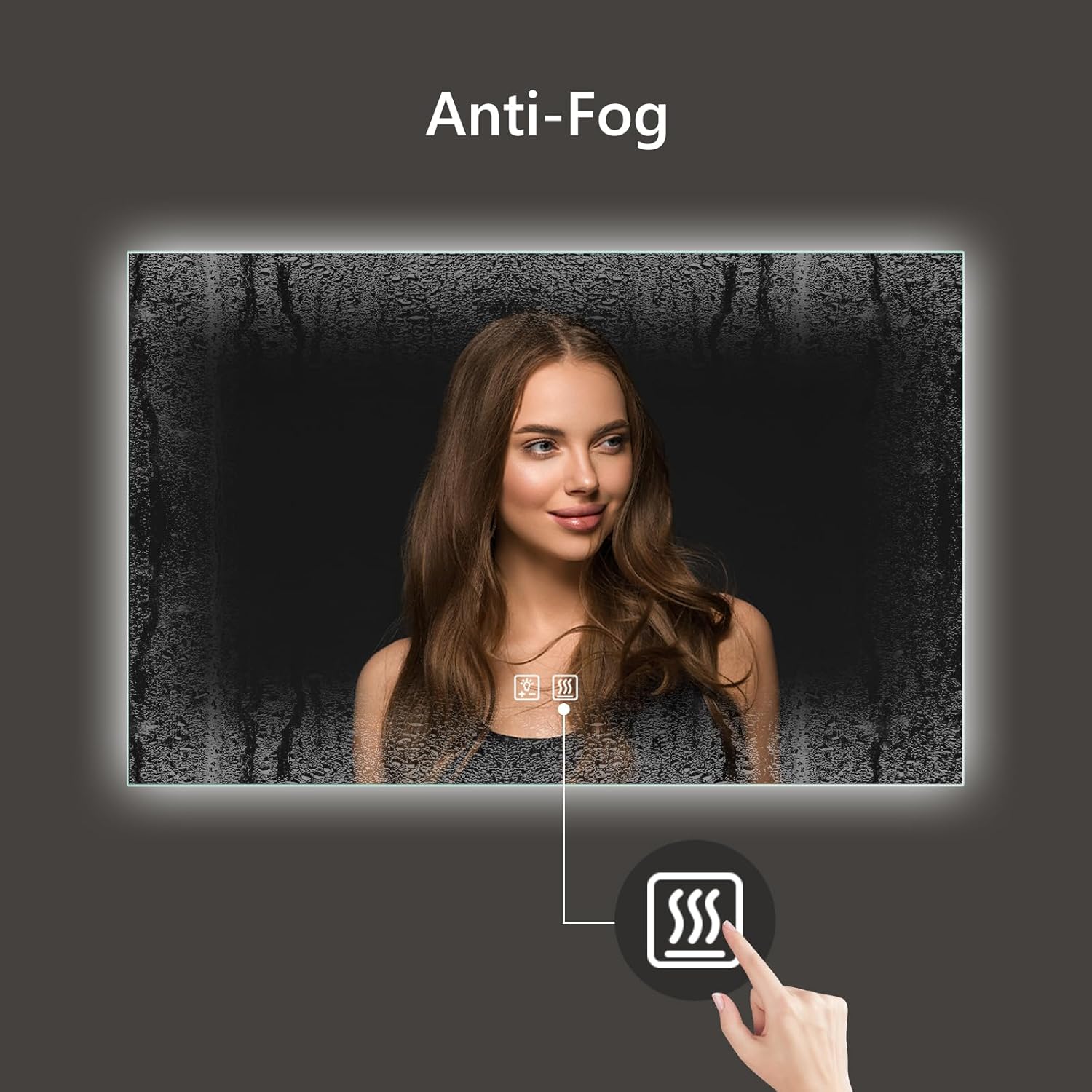 APRILSOUL 42x30 Inch LED Backlit Bathroom Mirror, Wall-Mounted Vanity Mirrors with 3 Color Lights, Memory Function, Anti-Fog and Dimmable Light (Horizontal/Vertical)