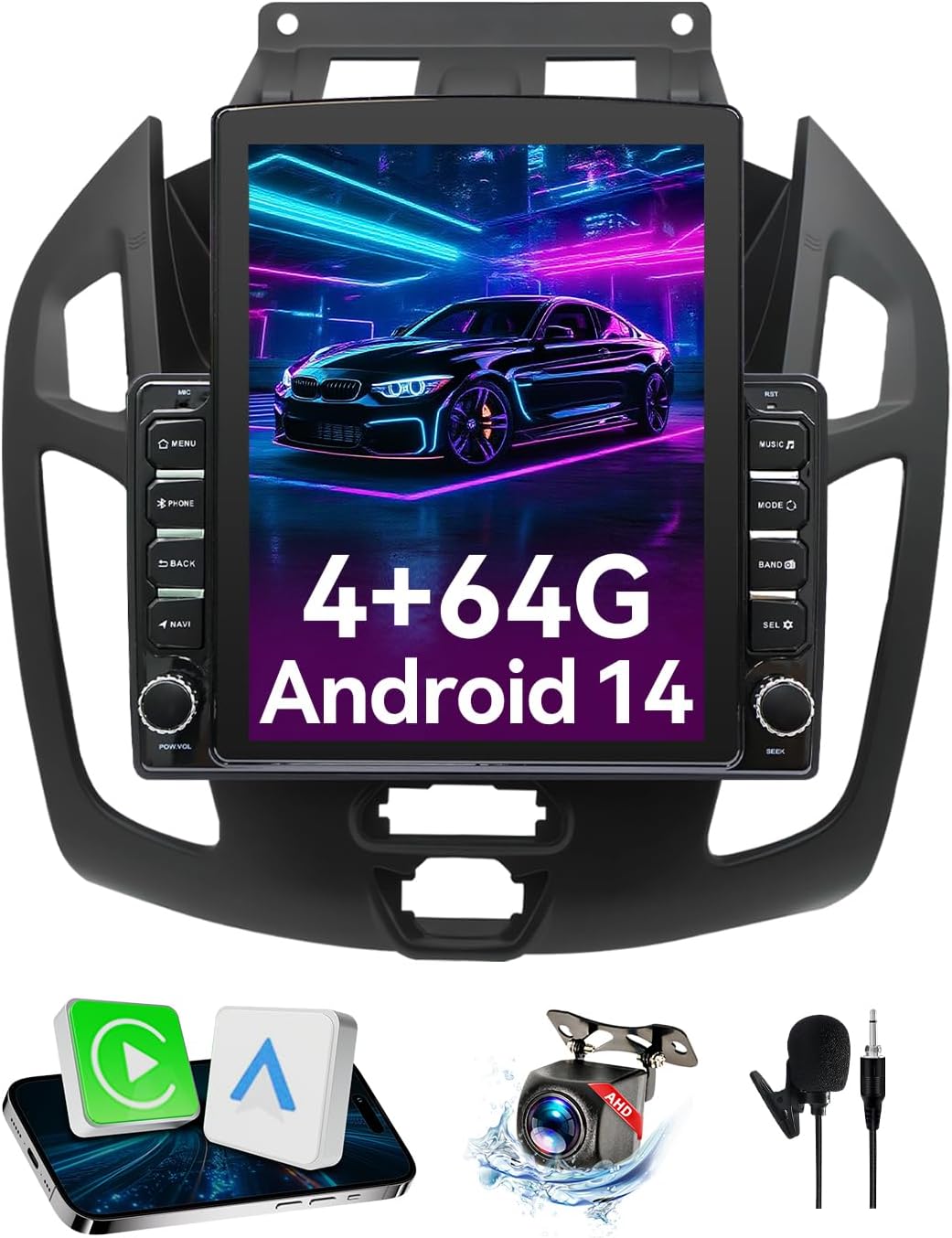 Android 14 Car Radio Compatible with Ford Transit Connect 2014-2018,Touchscreen Car Stereo with Wireless Carplay Android Auto,FM,Multimedia Receiver with GPS Bluetooth ＆ Backup Camera(9.7Inch