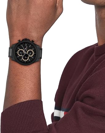 Tommy Hilfiger Men's Multifunction Quartz Watch 46mm Stainless Steel Case, Racing-Inspired Design, 5 ATM Water Resistant, Elegant Modern Timepiece, Gift for Him