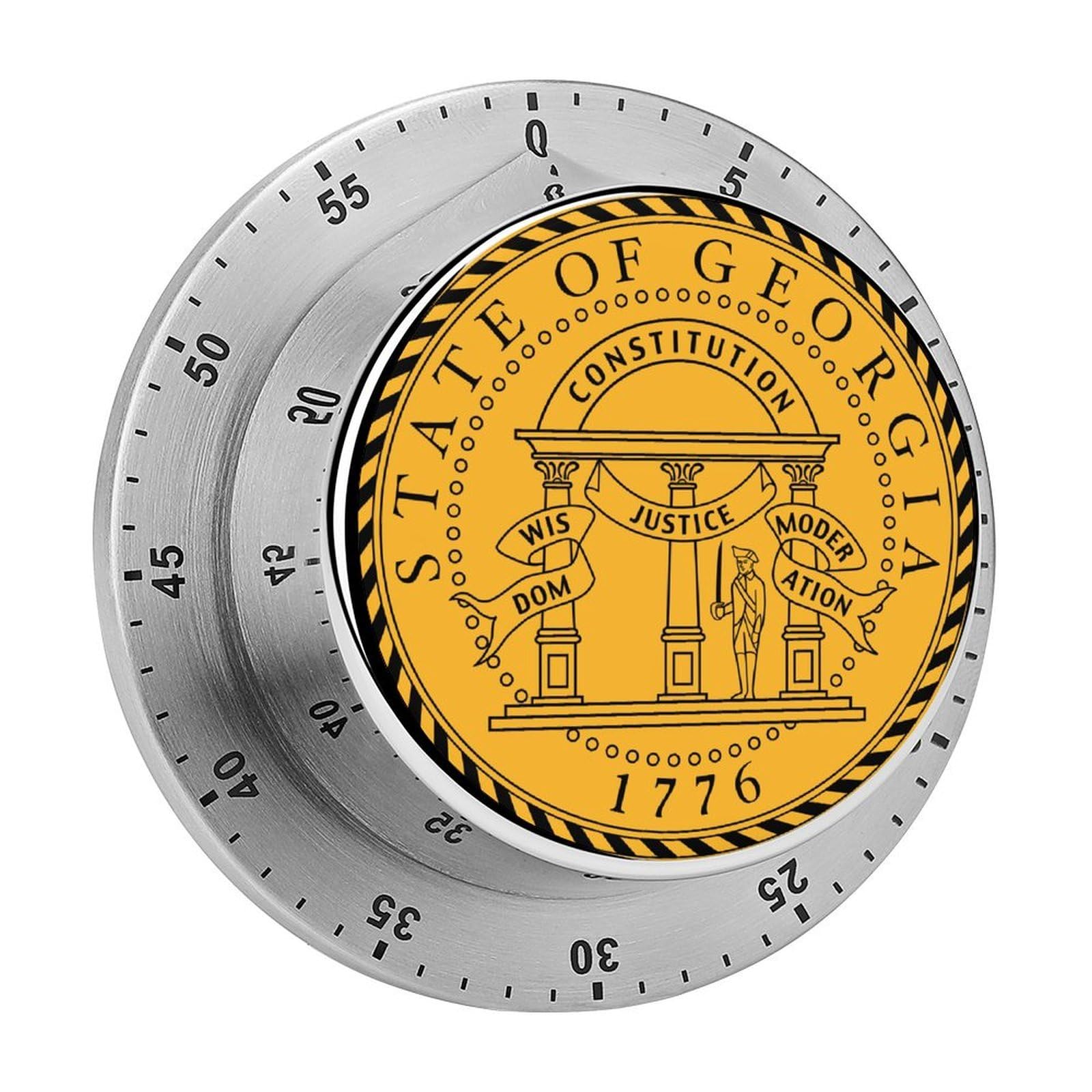 Seal of Georgia Mechanical Timer with Alarm for Kitchen Cooking Productivity Stainless Steel Timers
