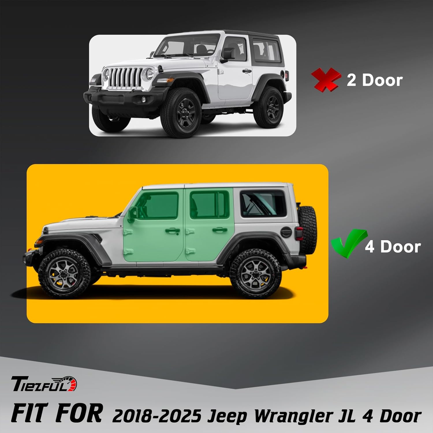 Running Boards Compatible with Jeep Wrangler JL 2018-2025,Two Stair Design Side Steps Fits for Jeep Wrangler JL 4 Doors,Heavy Duty Side Bars Rock Sliders,Anti-Slip Step Bars