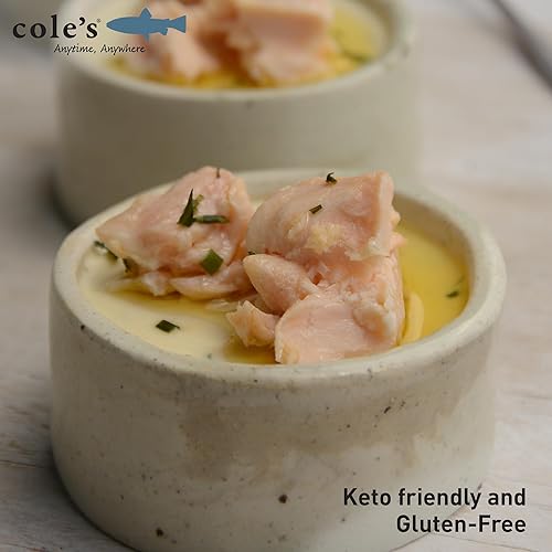 Miniatura 13 de COLE'S MARISCOS - Salmón ahumado empaquetado a mano en aceite de oliva, mariscos sin conservantes, pescado enlatado, alto en proteínas y omegas