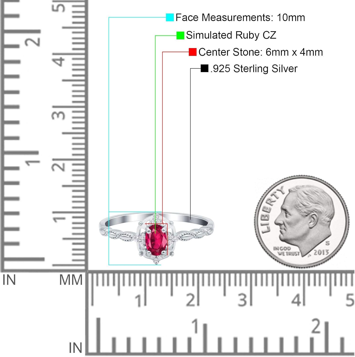 Blue Apple Co. Oval Cut Petite Dainty Marquise Vintage Art Deco Floral Wedding Engagement Ring Simulated Cubic Zirconia 925 Sterling Silver