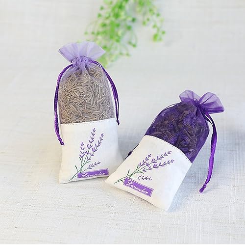 Miniatura 5 de Sachet - Bolsas vacías de tela de lino, bolsas de gasa de organza para lavanda, especias y hierbas (12 bolsas con cordón morado)