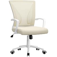 Yaheetech Sedia da Ufficio Scrivania Ergonomica Lombare Portata 136kg Beige