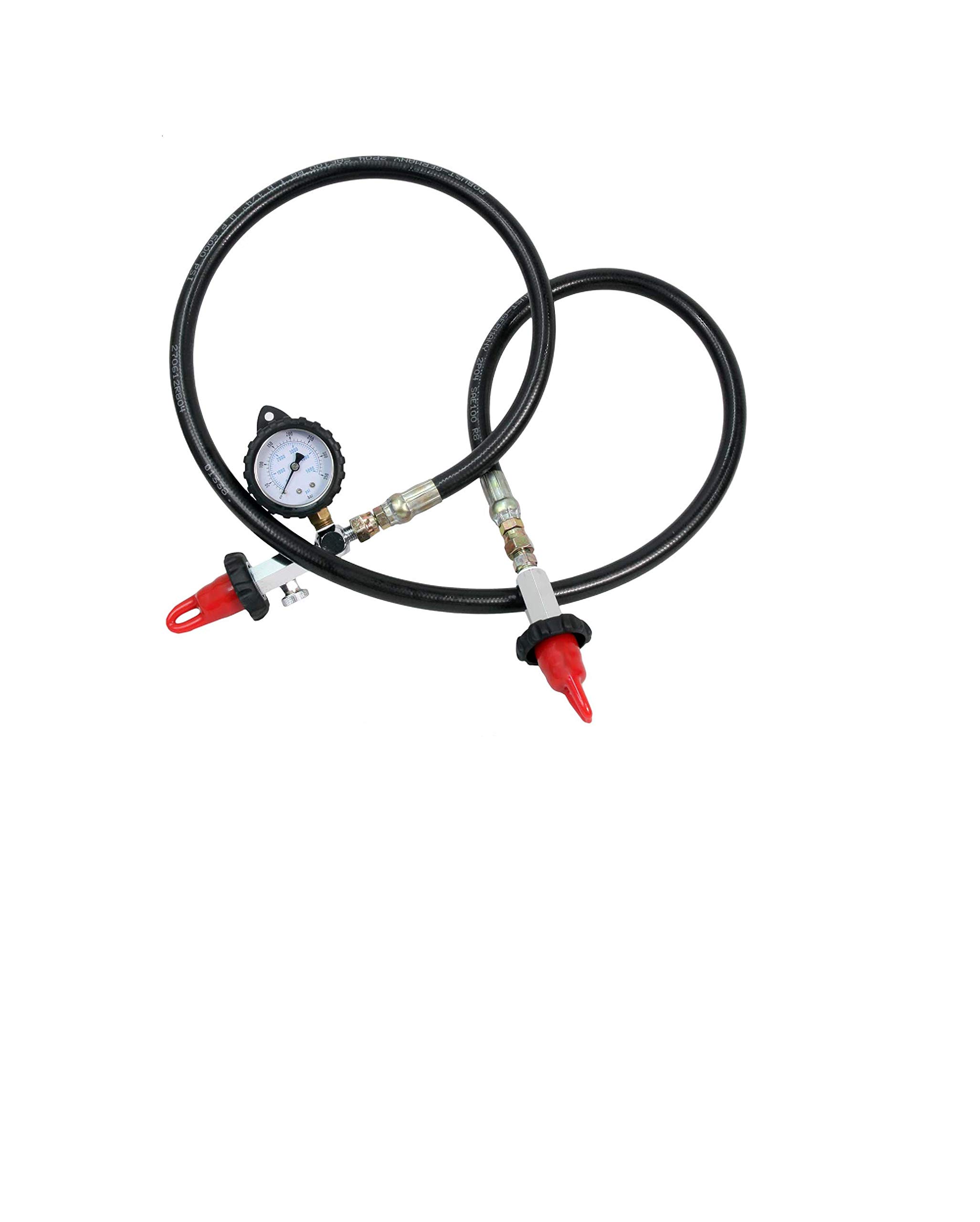 DXDivers Scuba Tank Transfill Equalizer Hose with Pressure Gauge, PSI/BAR, DIN to DIN or Yoke to Yok