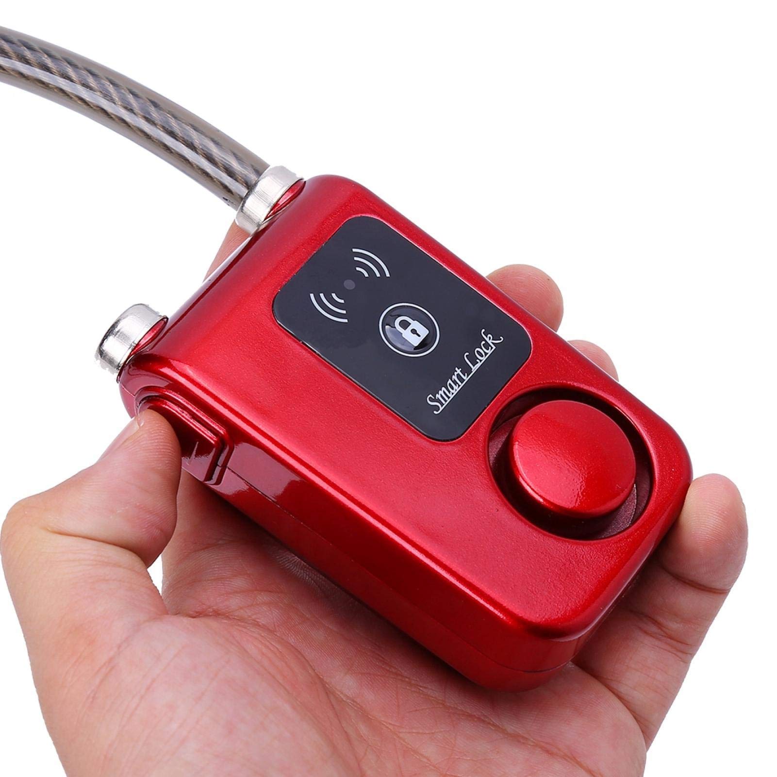 Verrouillage de vélo Bluetooth, Verrouillage Intelligent antivol Bluetooth de contrôle APP avec Alarme 105dB pour système iOS et Android pour vélo, Moto, portails(Rouge)