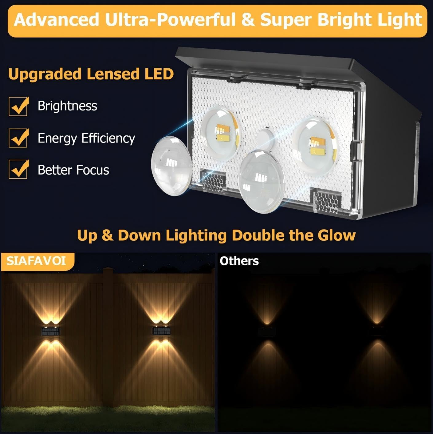 Solar Fence Lights Outdoor, 12 Pack Warm & Cool White RGB LED IP68 Waterproof Wall Mount Sconce Up & Down Solar Lights for Outside Garden Patio Backyard Garage Step(Black - Image 3