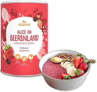 OATSOME® Alice Im Beerenland | Smoothie Bowl Mit Acai & Erdbeeren | 100% Natürlich, Vegan & Ohne Zuckerzusatz + Zusatzstoffe | Einfache Zubereitung | Frühstück | Superfoods | Gefriertrocknung | 400g