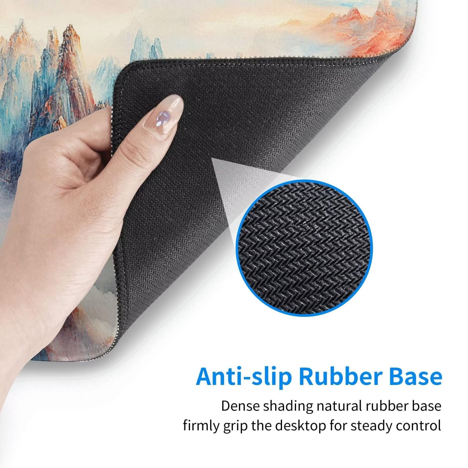 Alfombrilla Ratón Montaña Alfombrilla Ratón XXL 1600 x 800 mm, Fantasía Mouse Pad Gaming con Bordes Cosidos, Impermeable Mousepad XXL Base de Goma Antideslizante Duradera, Mouse Pad para Oficina Q850