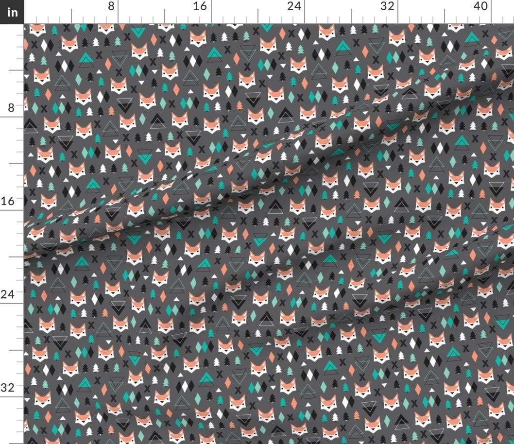 Spoonflower Fabric - Geometric, Fox, Pine Tree, Illustration, Woodland, Nursery, Triangle, Printed on Petal Signature Cotton Fabric by The Yard - Sewing Quilting Apparel Crafts Decor