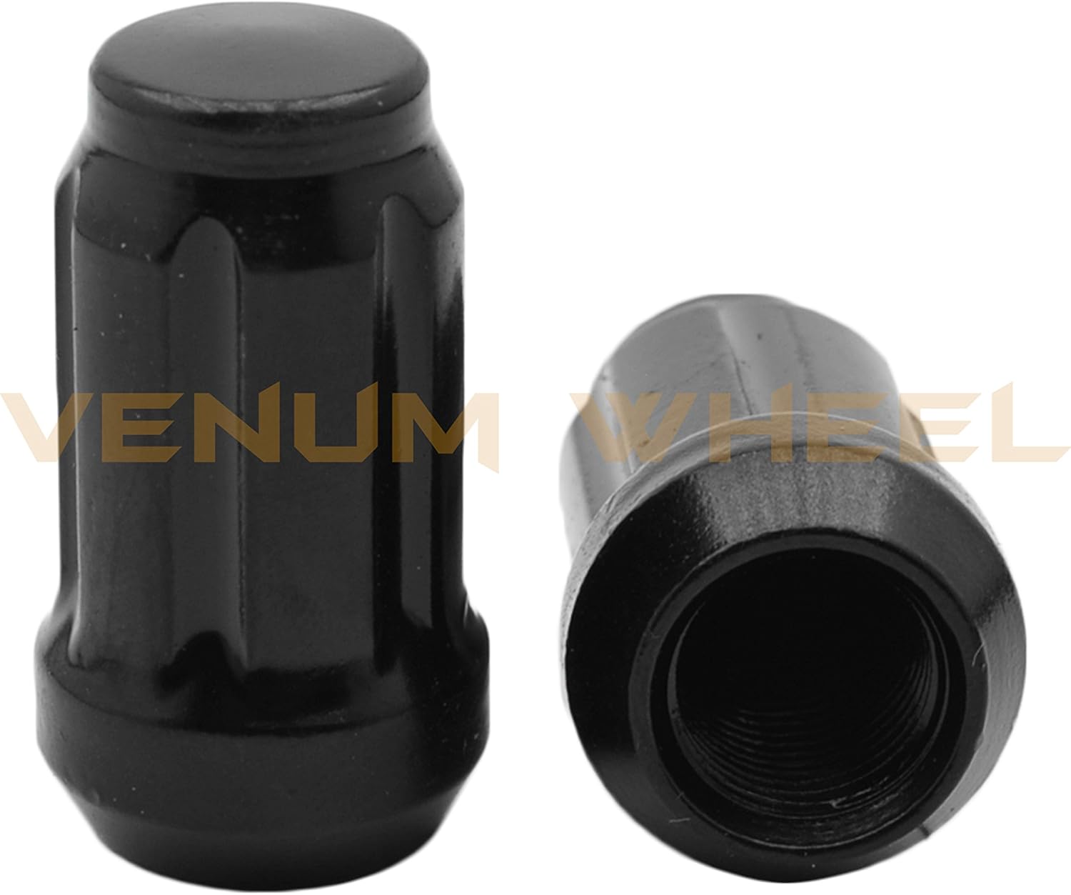 Set of 20 M12x1.5 Black Tuner Spline Lug Nuts with Locking Socket Keys | For Pontiac Grand AM G5 G6 GTO Firebird