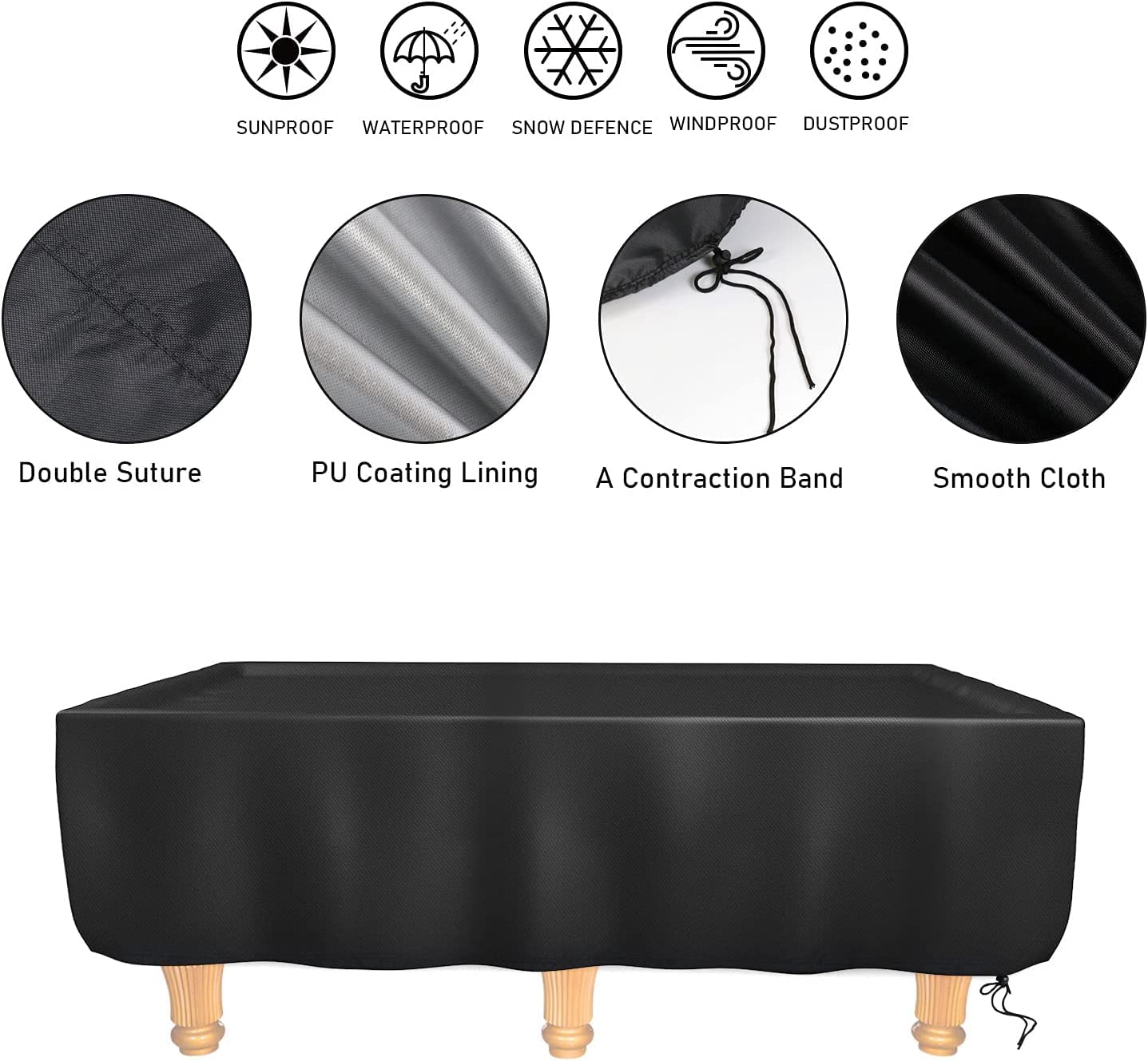 Copertura Impermeabile Per Tavolo Da Biliardo Fenghome - Tessuto Oxford 420D, 2.4m, Con Coulisse - Foto 6