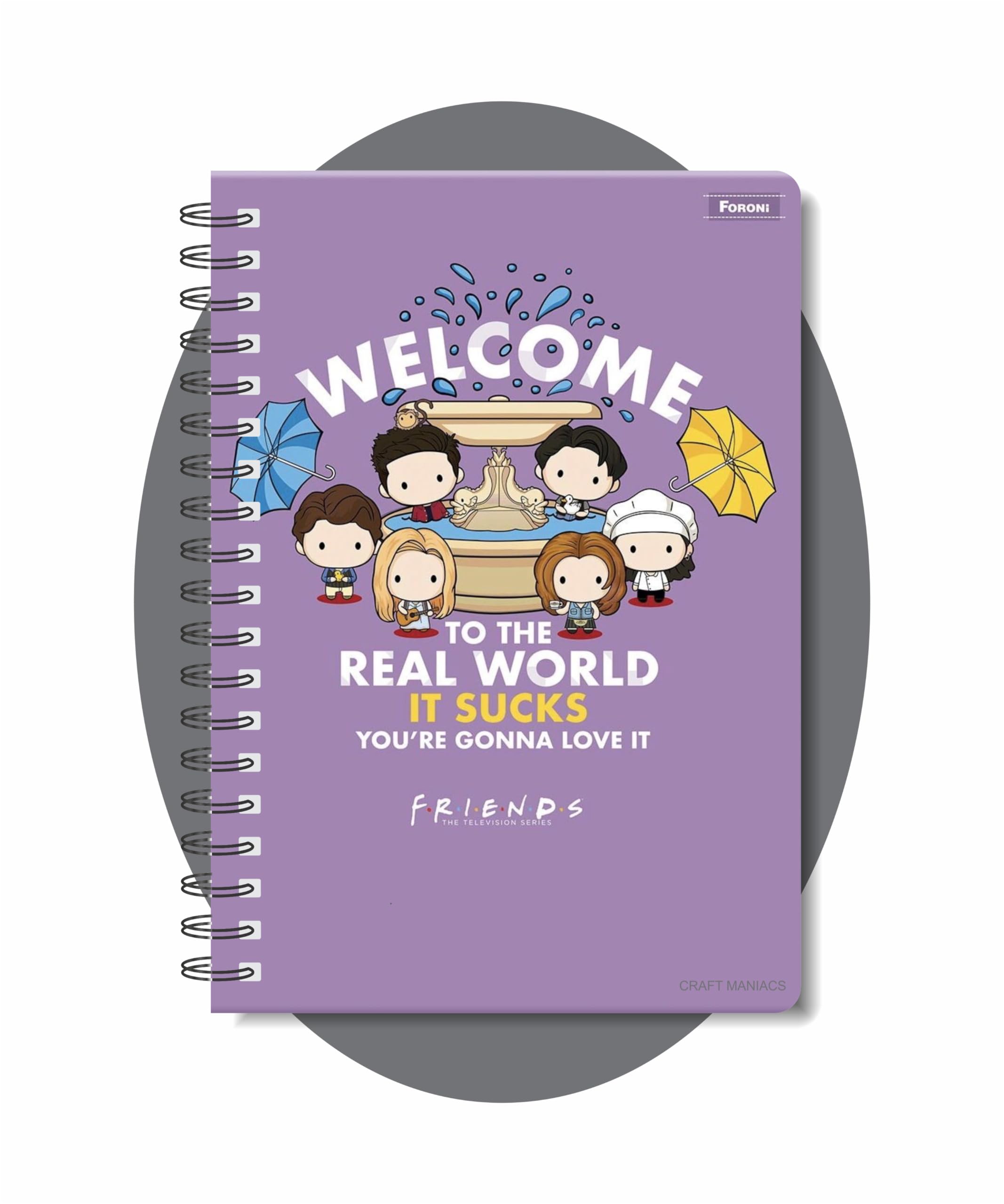 CRAFT MANIACS FRIENDS PURPLE BLAST PRINTED A5 160 RULED PAGES NOTEBOOK BEST GIFT FOR FRIENDS SITCOM LOVERS