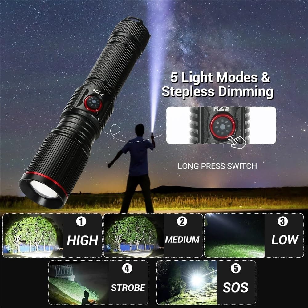 30W Zoom High LED Power latarka USB akumulatorowa latarka taktyczna lampa kempingowa Outdoor polowanie wędkarstwo oświetlenie spacerowe latarnia(No battery)