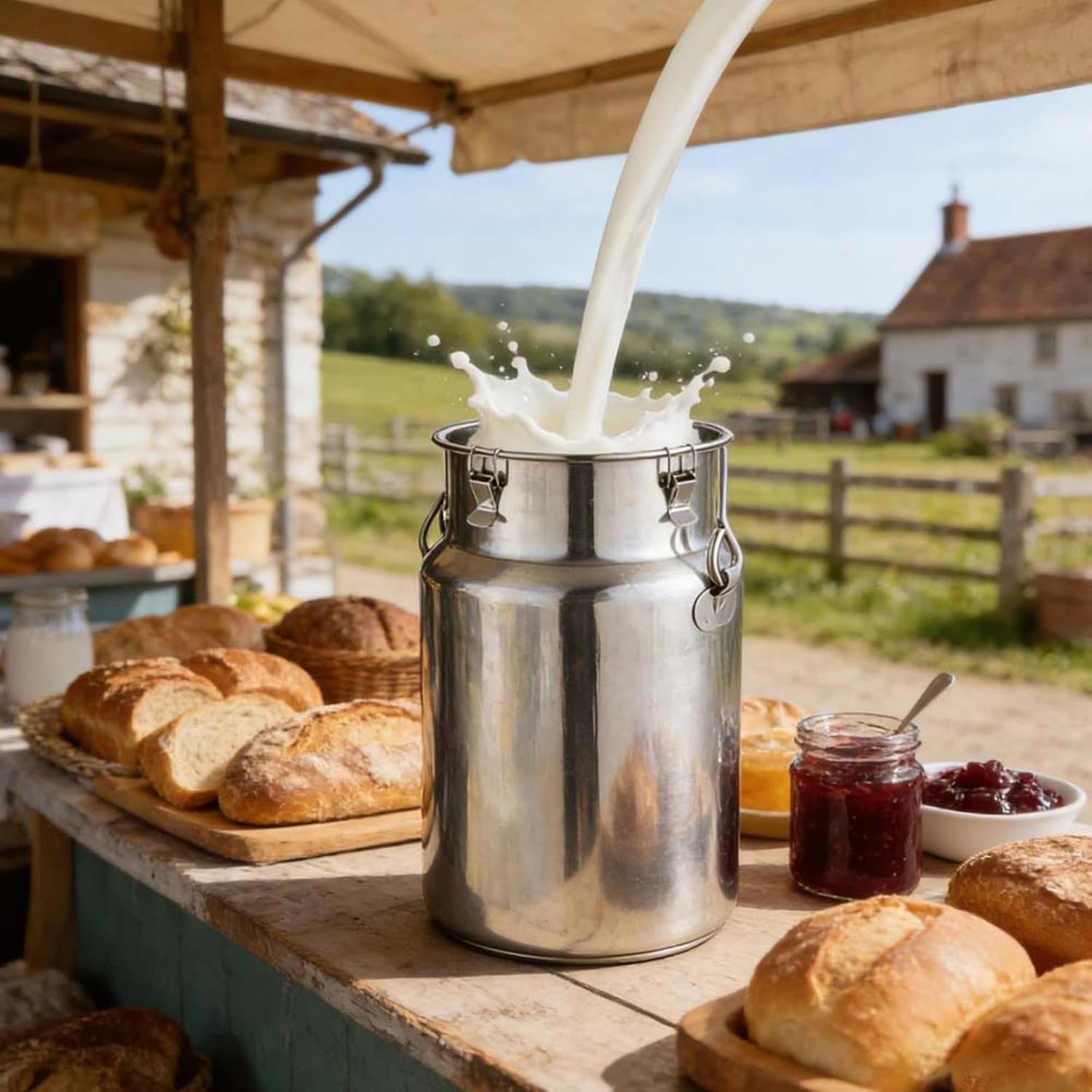 can milk metal lid storage Wine Bucket Wine Pail Milk Can Jug for Water, Milk, Tea, Coffee Multiple capacities available,(10L/2.64Gal)