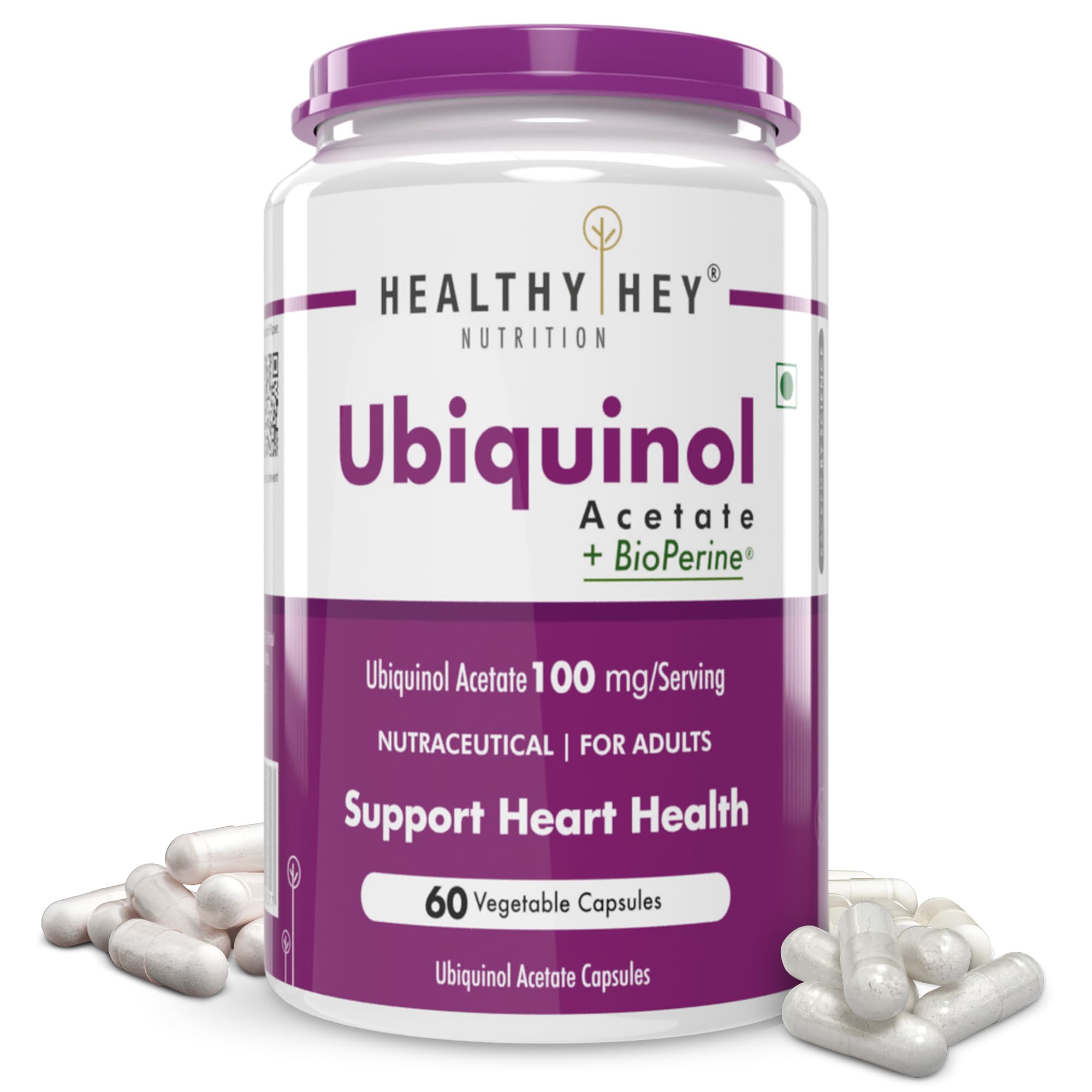 HealthyHey Nutrition Ubiquinol - Acetate - (60 Veg Capsules)