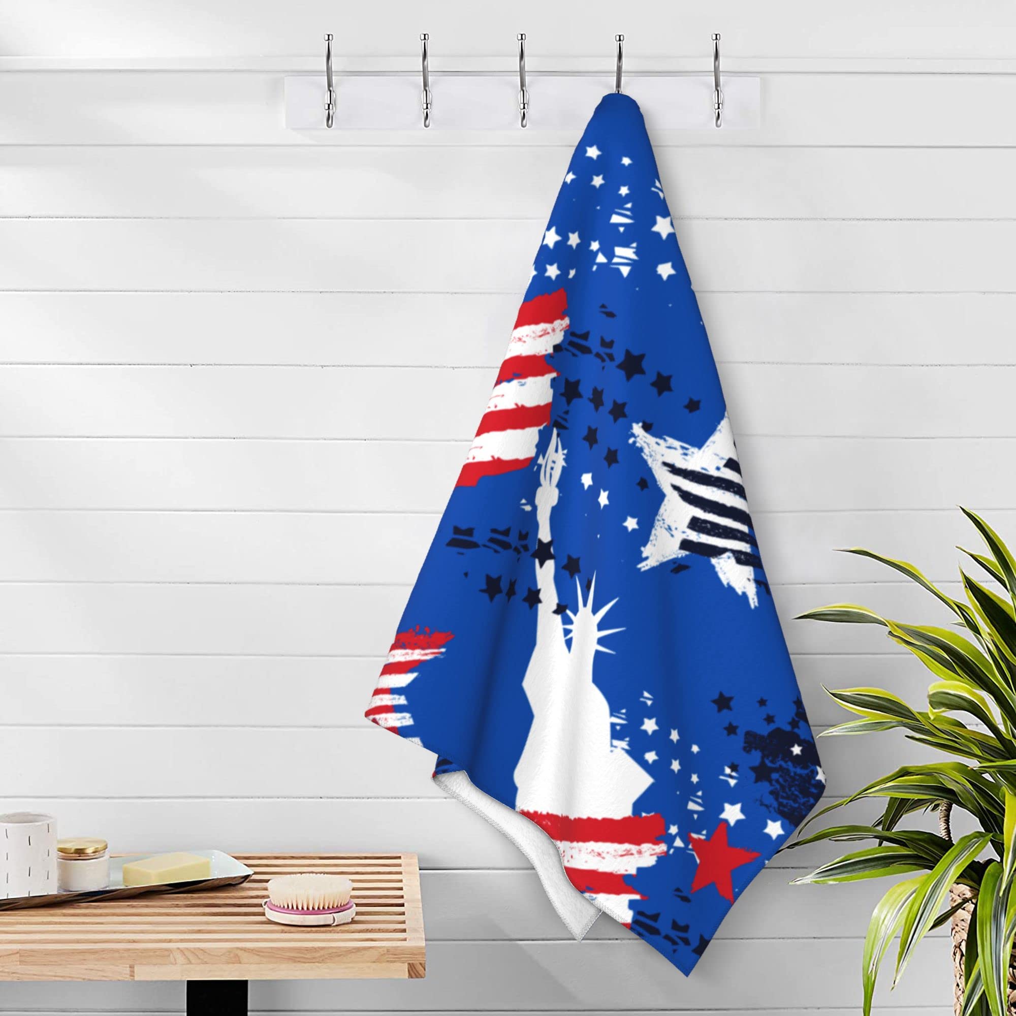 Amazon｜バスタオル 自由の女神像 アメリカ国旗 大型ビーチタオル 特大