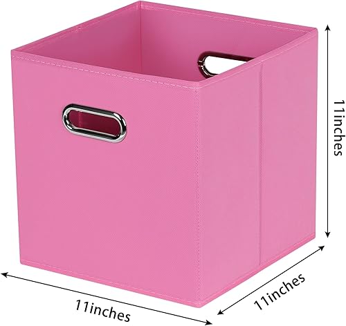 Miniatura 9 de Contenedores de almacenamiento de 11 pulgadas, cubos de tela negra con asa, canasta plegable para armario o caja de almacenamiento plegable, 11 x 11