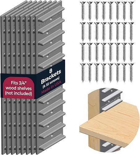 Miniatura 1 de Soporte de estante ajustable entre pernos  Soportes de estante para estante montado en la pared  Soportes de estantería para el hogar  Soportes de