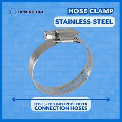 Miniatura 2 de Poolzilla Abrazadera de manguera de acero inoxidable para piscinas, spas y jacuzzis - Se adapta a mangueras de conexión de filtro de piscina de 1  a