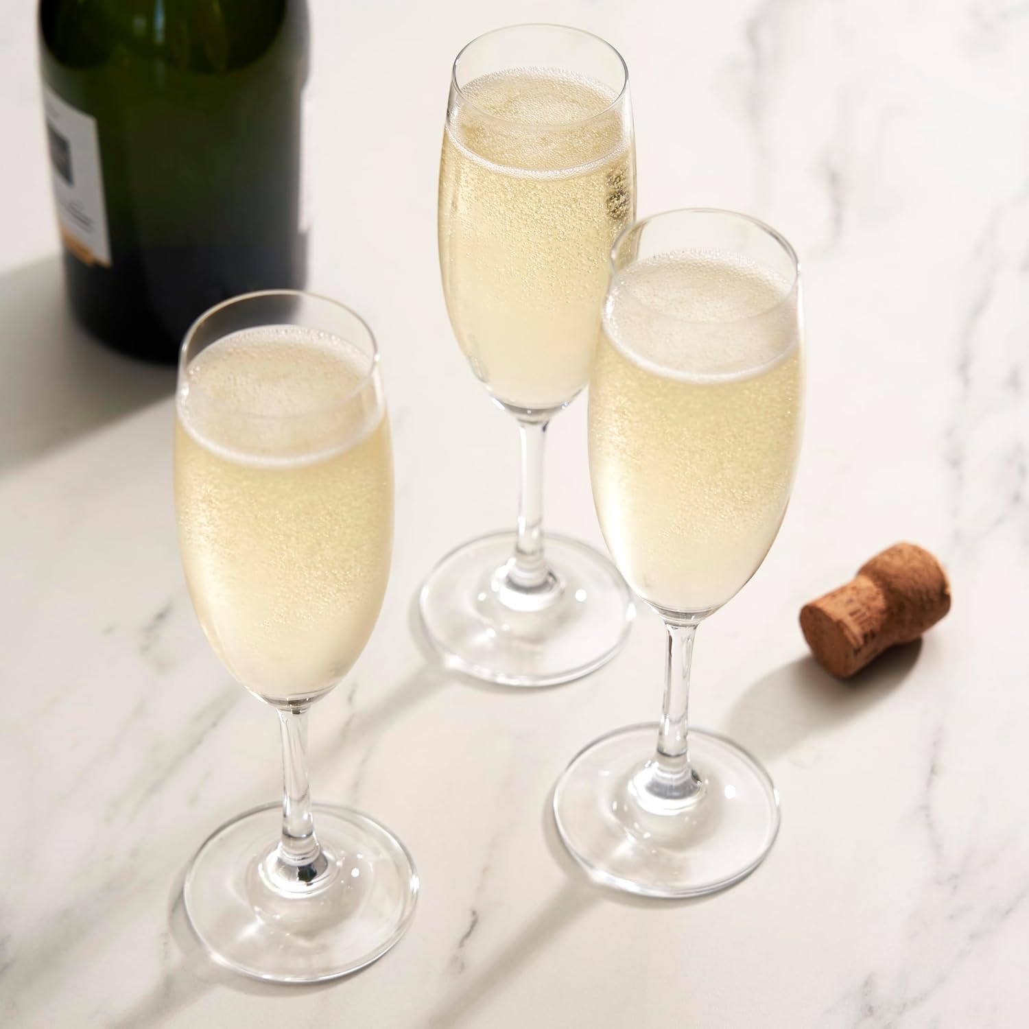 True Cuvée Champagne Flutes, Elegant Champagne Glasses Gift Set, Perfect for Sparkling Wine, Prosecco, Mocktails, Wedding Gifts, Housewarming, Home Bar Accessories, 7 oz, Set of 4