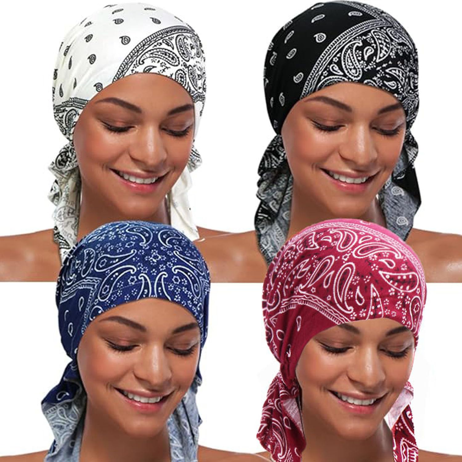 BABAHU Women Chemo Hat Turban Beanie, Pre-Tied Headwraps Headwear Bandana for Hair Loss (A01)