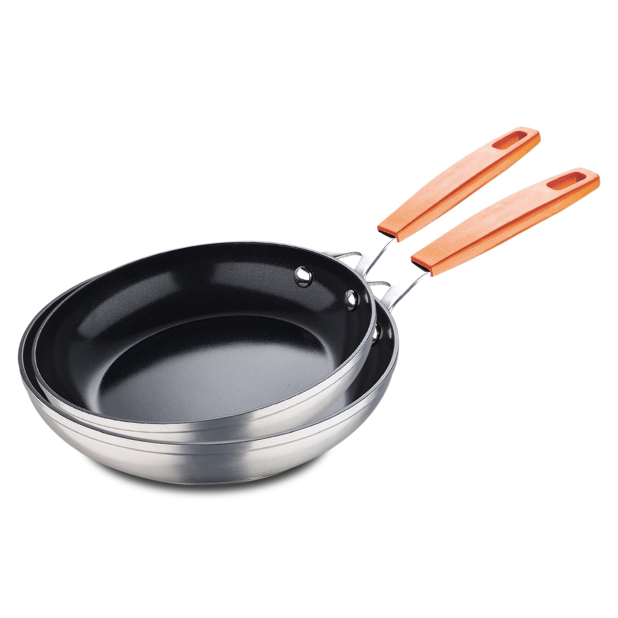 Compact - Grillpfanne und Wok Set - Aus Geschmiedetem Aluminium - Doppel-Beschichtung - Silikongriff - Küchen Zubehör - Für Alle Herdarten