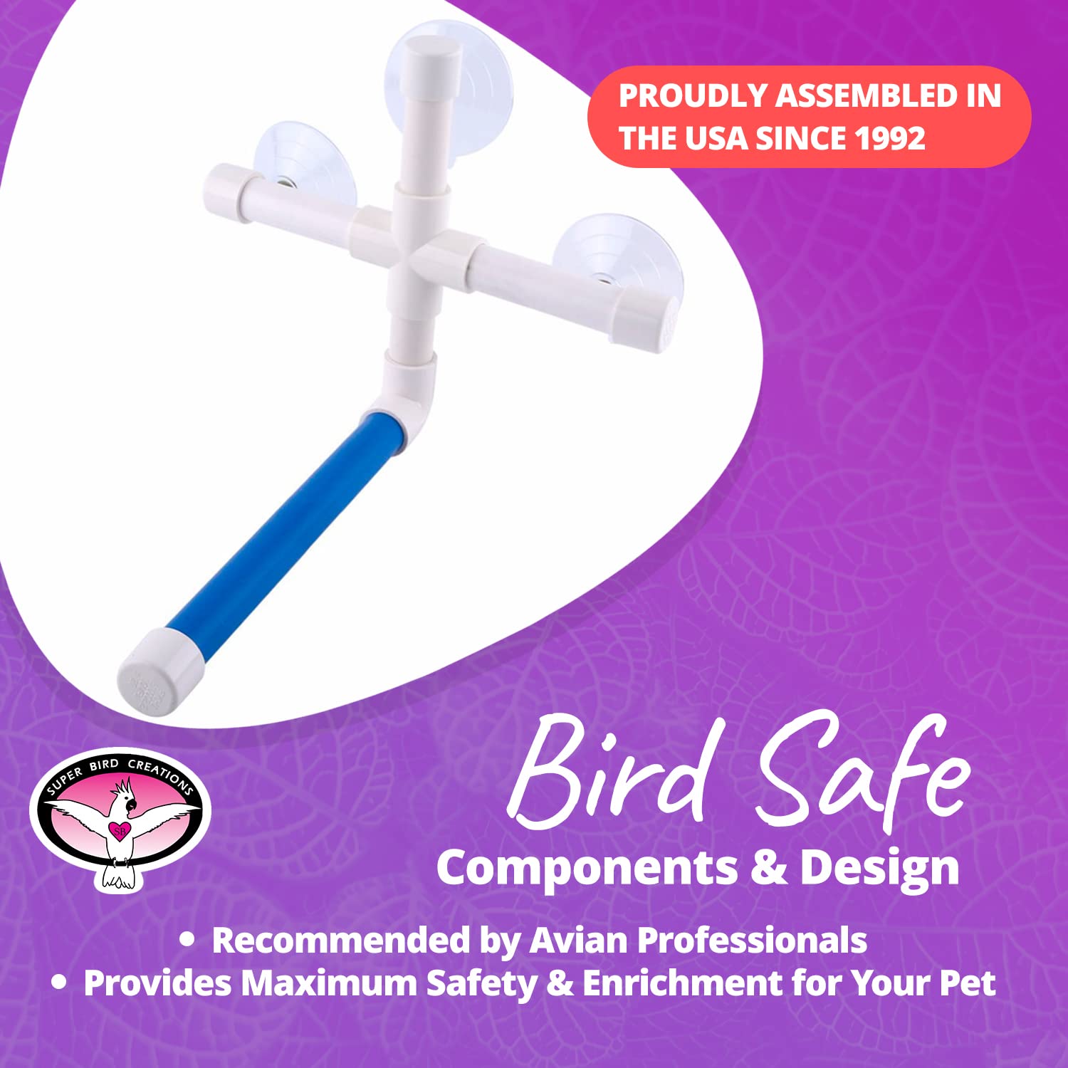 Super Bird Creations - SB126 Fold-Away Shower Window Perch - Ringnecks Medium Conures Parrots- Multi-Functional Bird Stand w/Heavy Duty Suction Cups - Stimulating Bird Toys for Large & Medium Birds - image 6