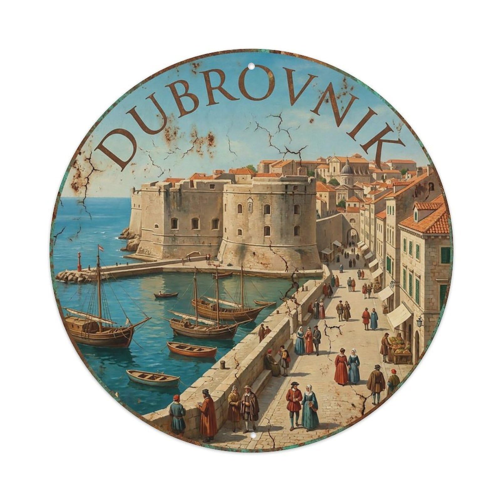 Travel Retro Croatia Dubrovnik Metal Tin Sign