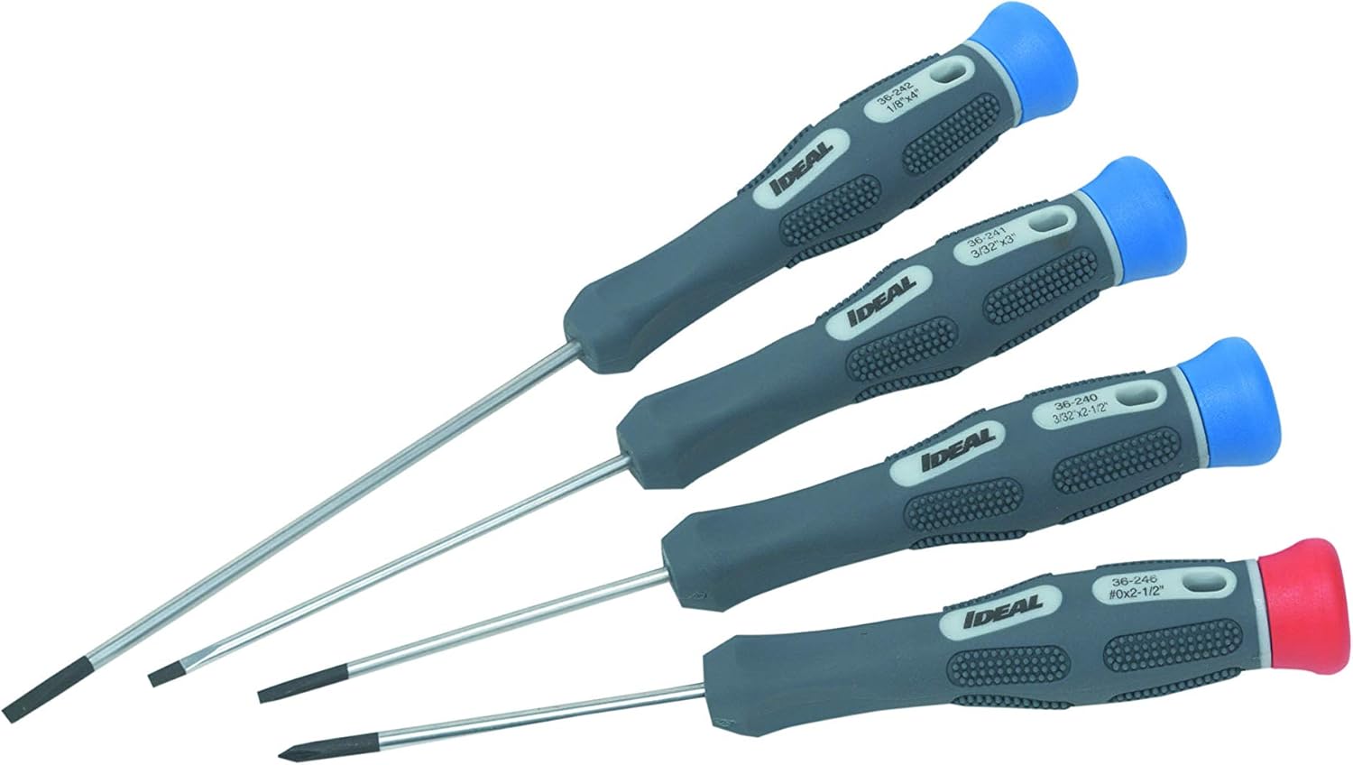 Ideal 36-249 Electronic Screwdriver 4-Piece Set Slim W/Color Coded Caps