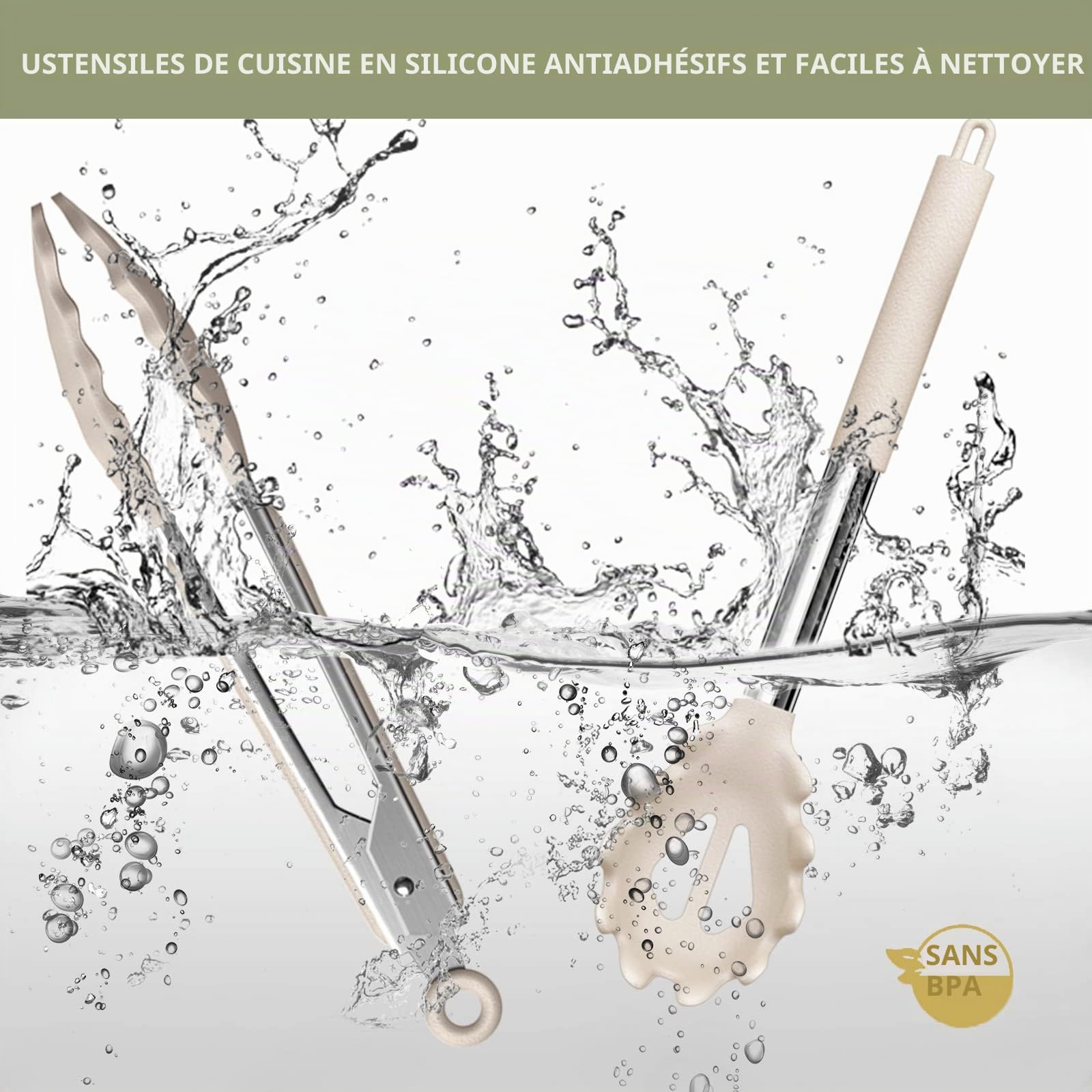 Umite Chef Ensemble d'ustensiles de cuisine en acier inoxydable - Antiadhésifs - Ensemble de spatules - 15 pièces - gadgets de cuisine à offrir