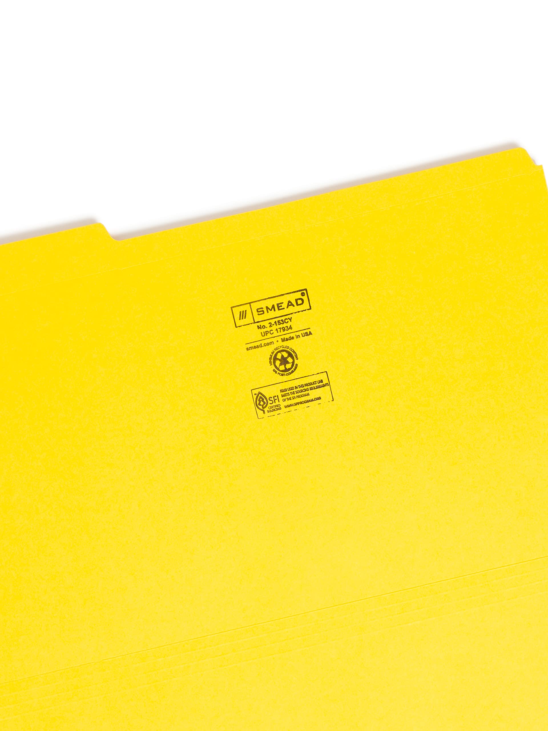 Smead Colored Folders Reinforced Tab Legal Yellow Plastica Giallo